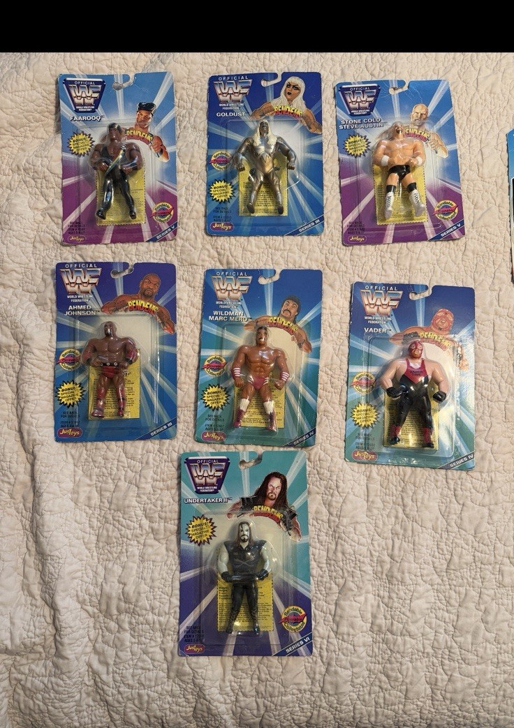Just Toys WWF Bend-Ems Wrestling Figures Mixed Lot 7 MOC Just Toys WWF Bend-Ems Wrestling Figures Mixed Lot 7 MOC