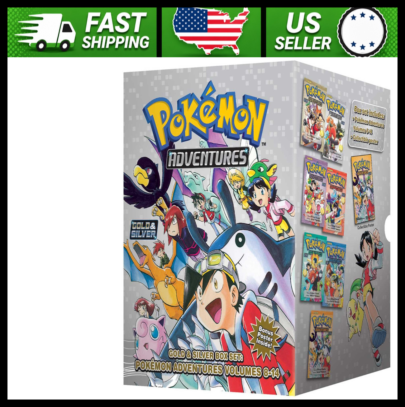 Pokemon Adventures Gold & Silver Manga Box Set Vols. 8-14