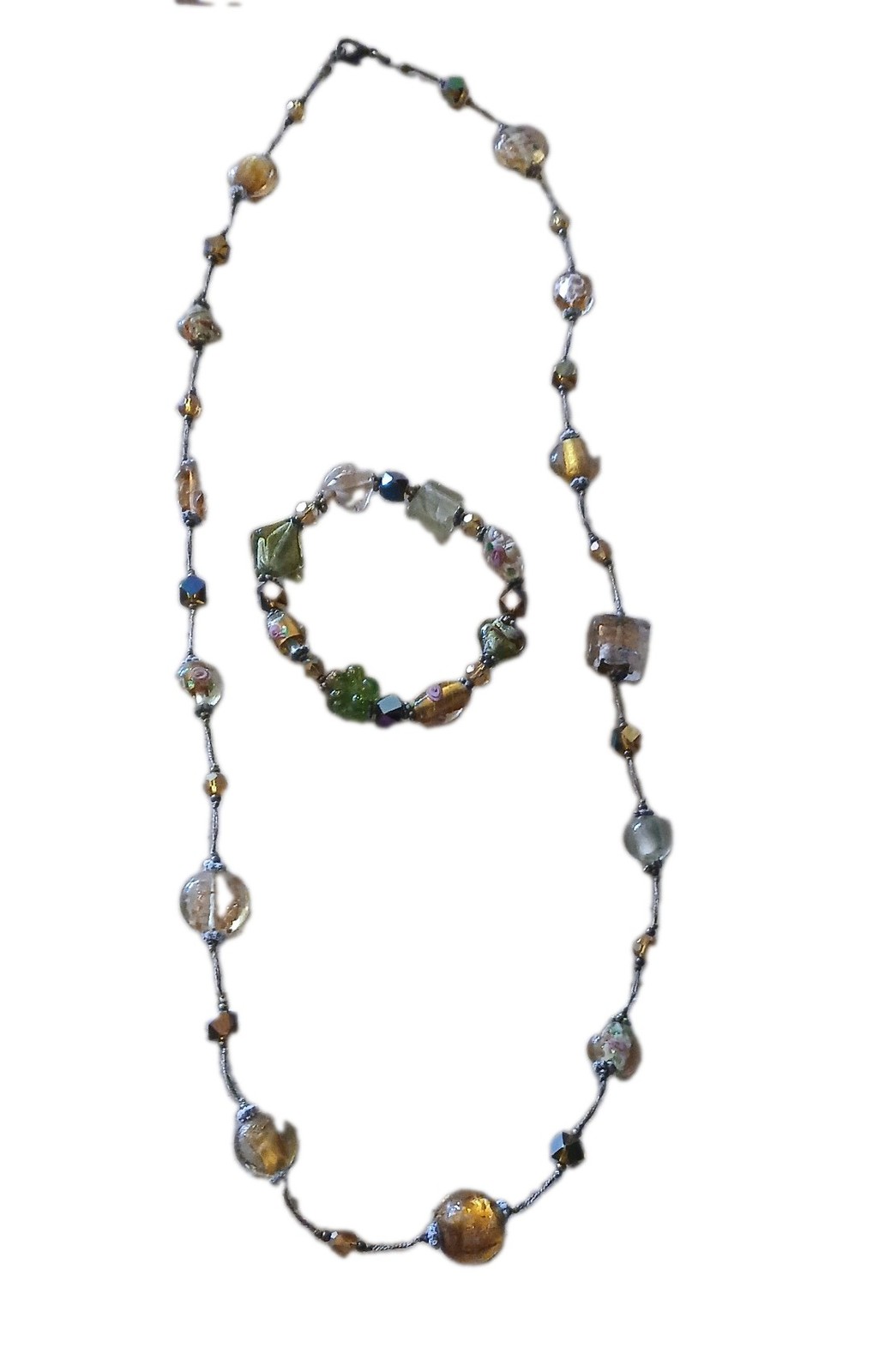 Vintage Premier Designs Secret Garden Art Glass Necklace Bracelet Earrings Set Vintage Premier Designs Secret Garden Art Glass Necklace Bracelet Earrings Set