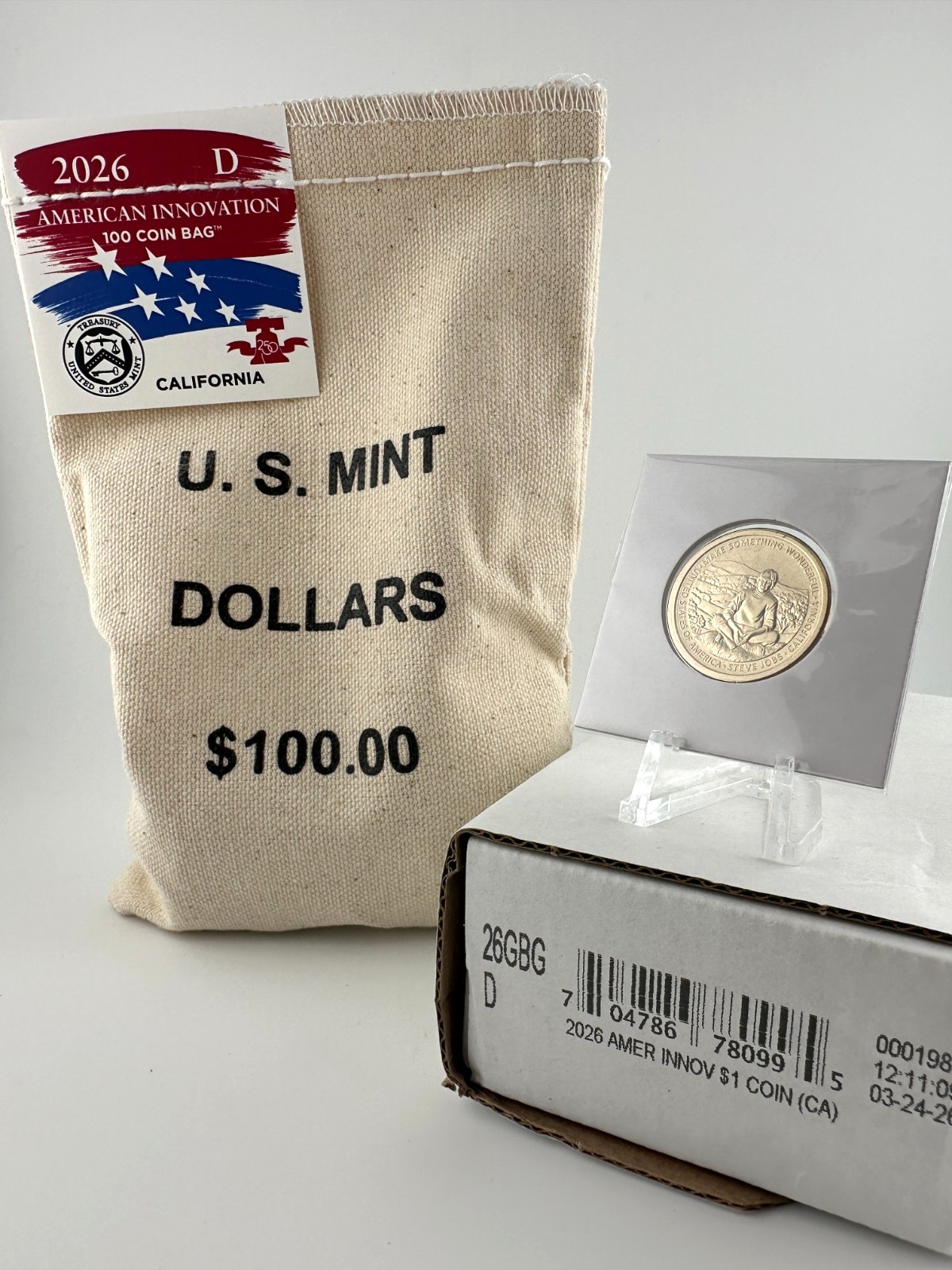 2026 STEVE JOBS  100x Coin Denver Bag  American Innovation Dollar US Mint