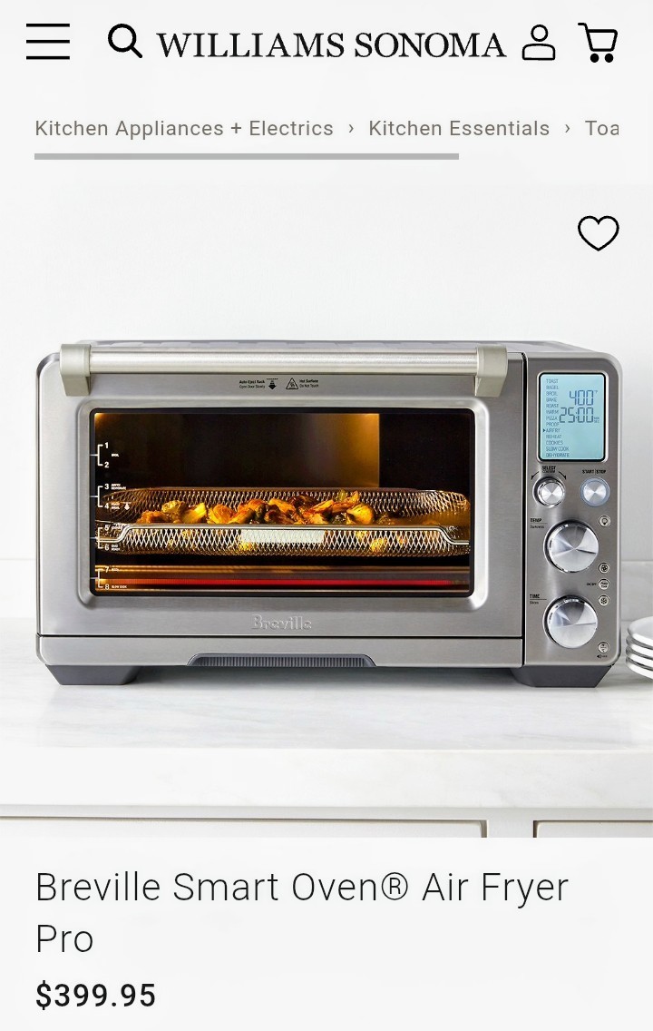 Breville Smart Oven Air Fryer Pro Stainless Steel Toaster Oven 1800W 120V Breville Smart Oven Air Fryer Pro Stainless Steel Toaster Oven 1800W 120V
