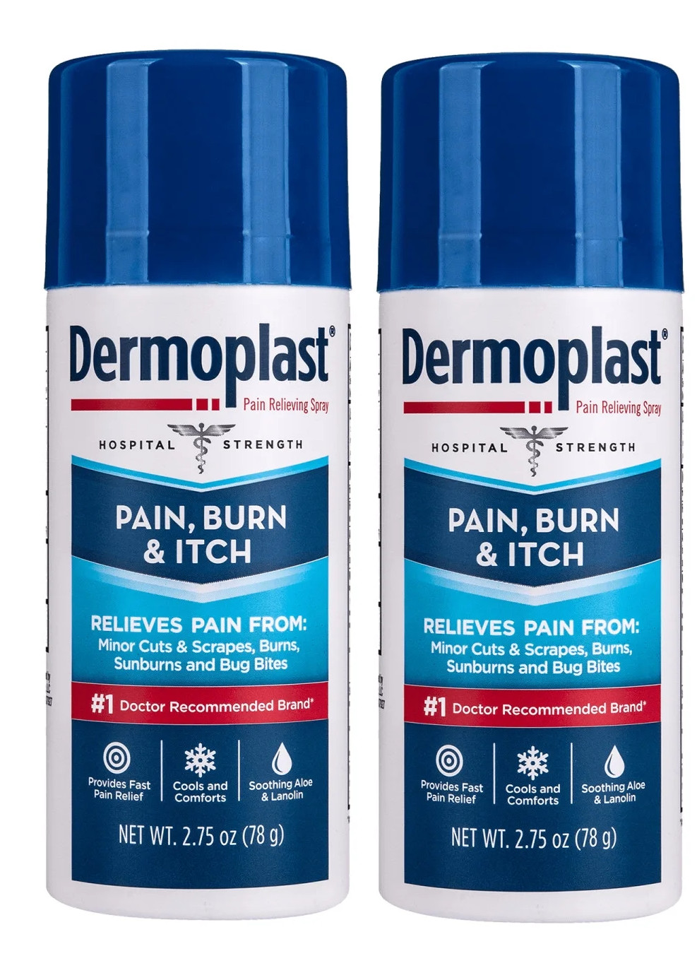 Dermoplast Pain, Burn&Itch Spray for Minor Cuts, Burns, 2.75 oz, 2 Pack