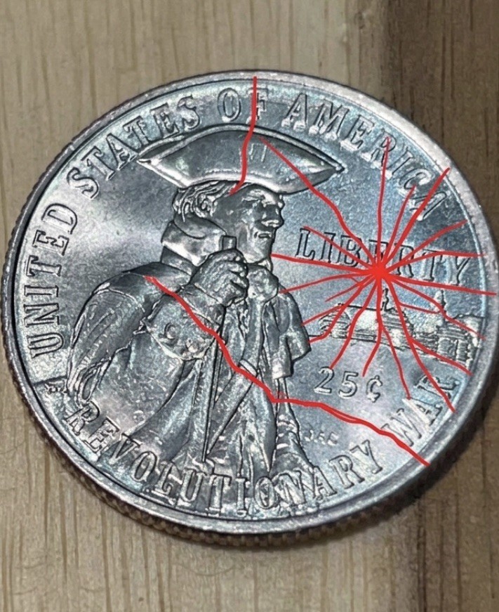 Spectacular Shattered Die Cracks on this 1776- 2026 D Revaluation War Quarter Spectacular Shattered Die Cracks on this 1776- 2026 D Revaluation War Quarter