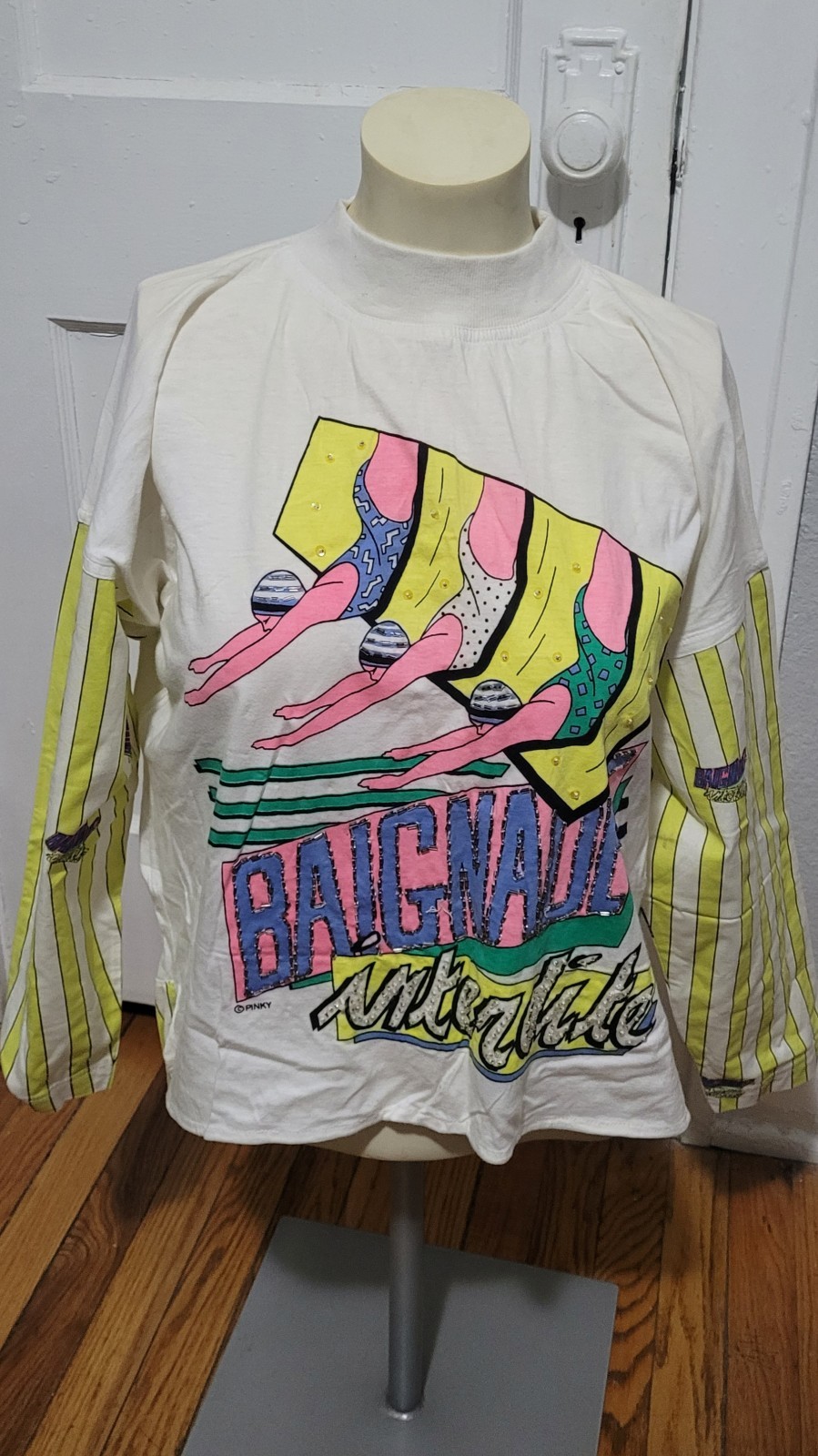 Rare Vintage Pinky Originals Cotton Graphic Tee 3/4 Sleeve Beaded Sportswear Rare Vintage Pinky Originals Cotton Graphic Tee 3/4 Sleeve Beaded Sportswear