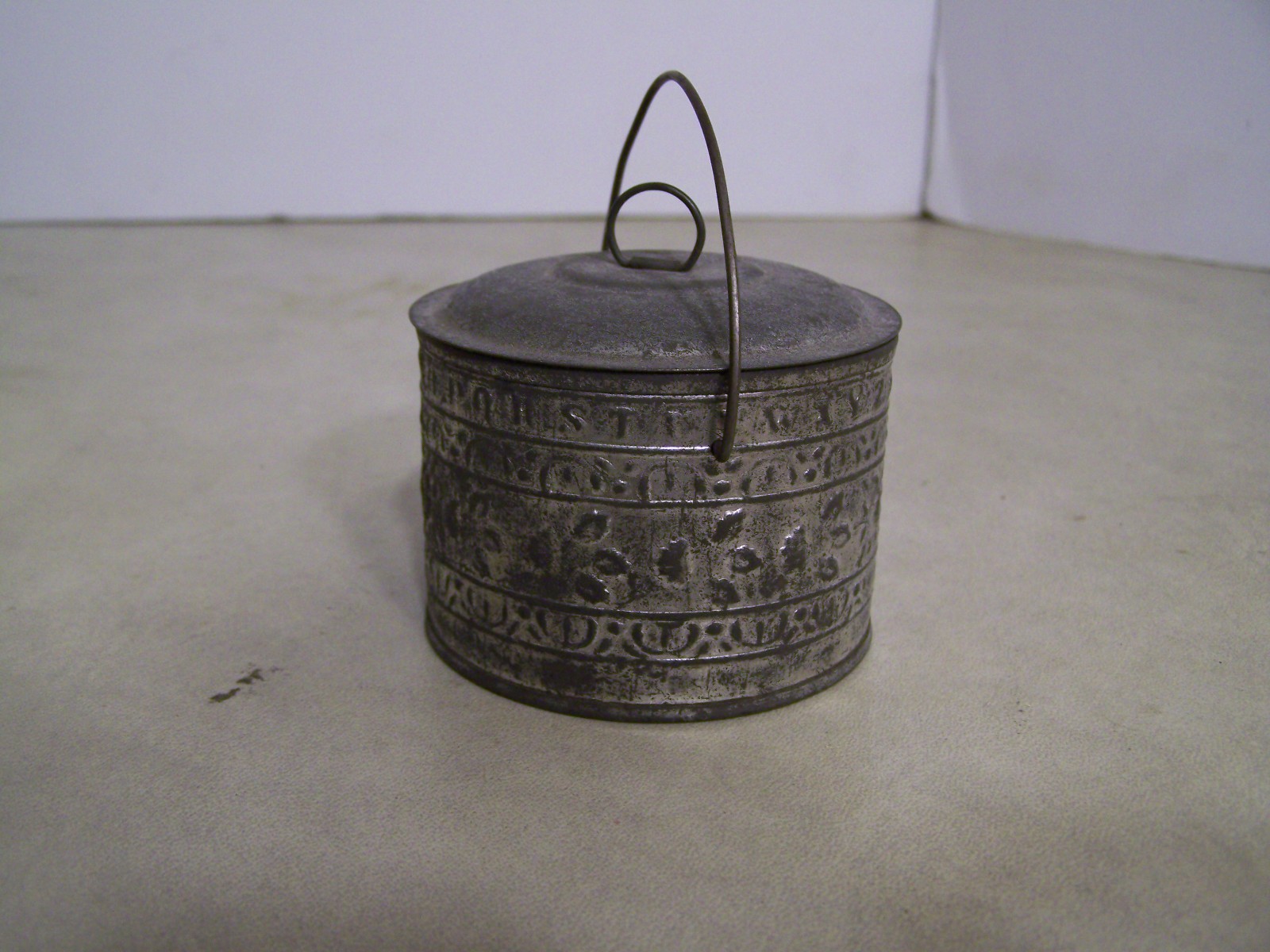 Antique Candy Pail Early Tin Candy Container ABC\'s and Berries Antique Candy Pail Early Tin Candy Container ABC\'s and Berries