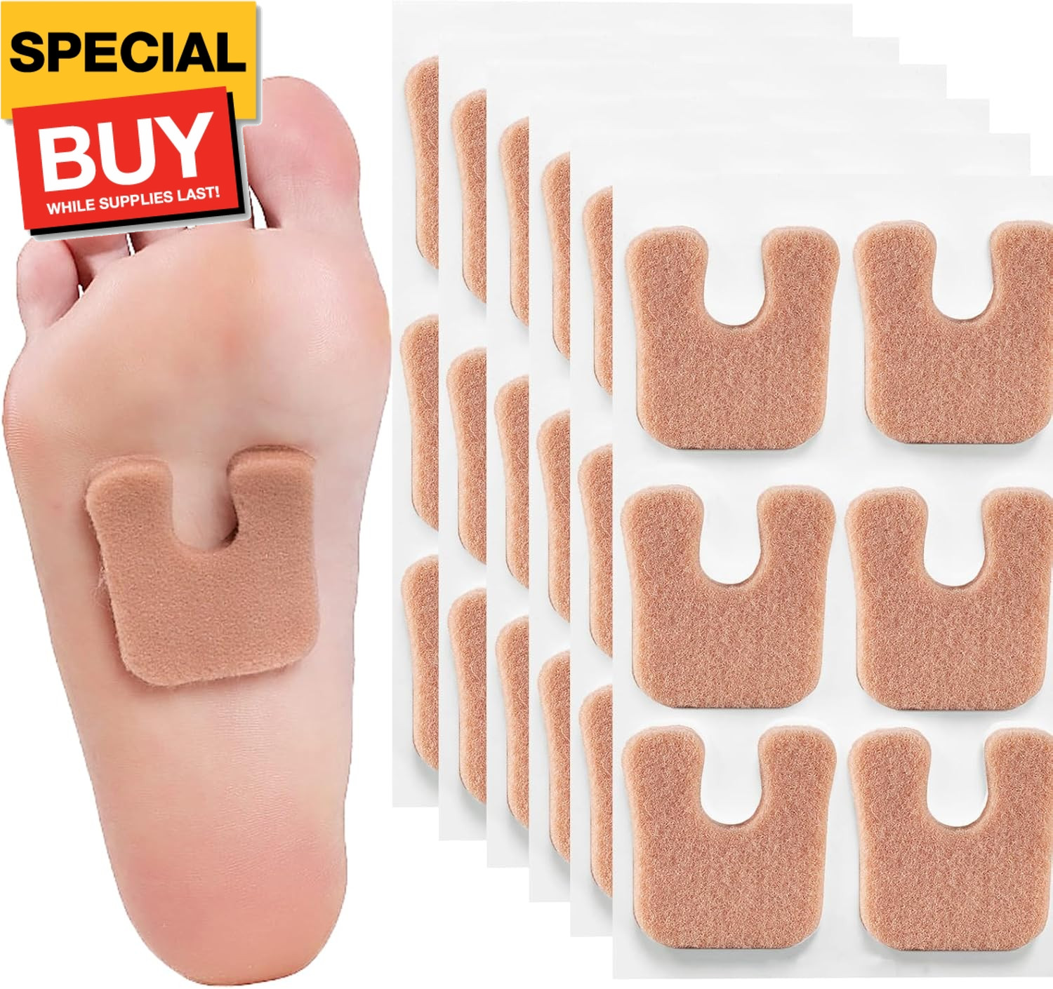 Horseshoe Pads for Feet 60 Pieces, Callus Cushions Moleskin for Feet Metatarsal