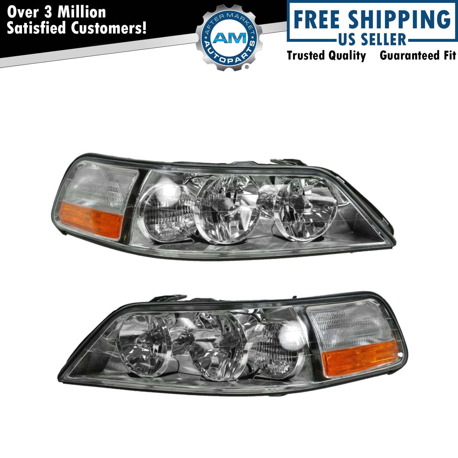 Headlight Assembly 2pc Set Fits 2005-11 Lincoln Town Car