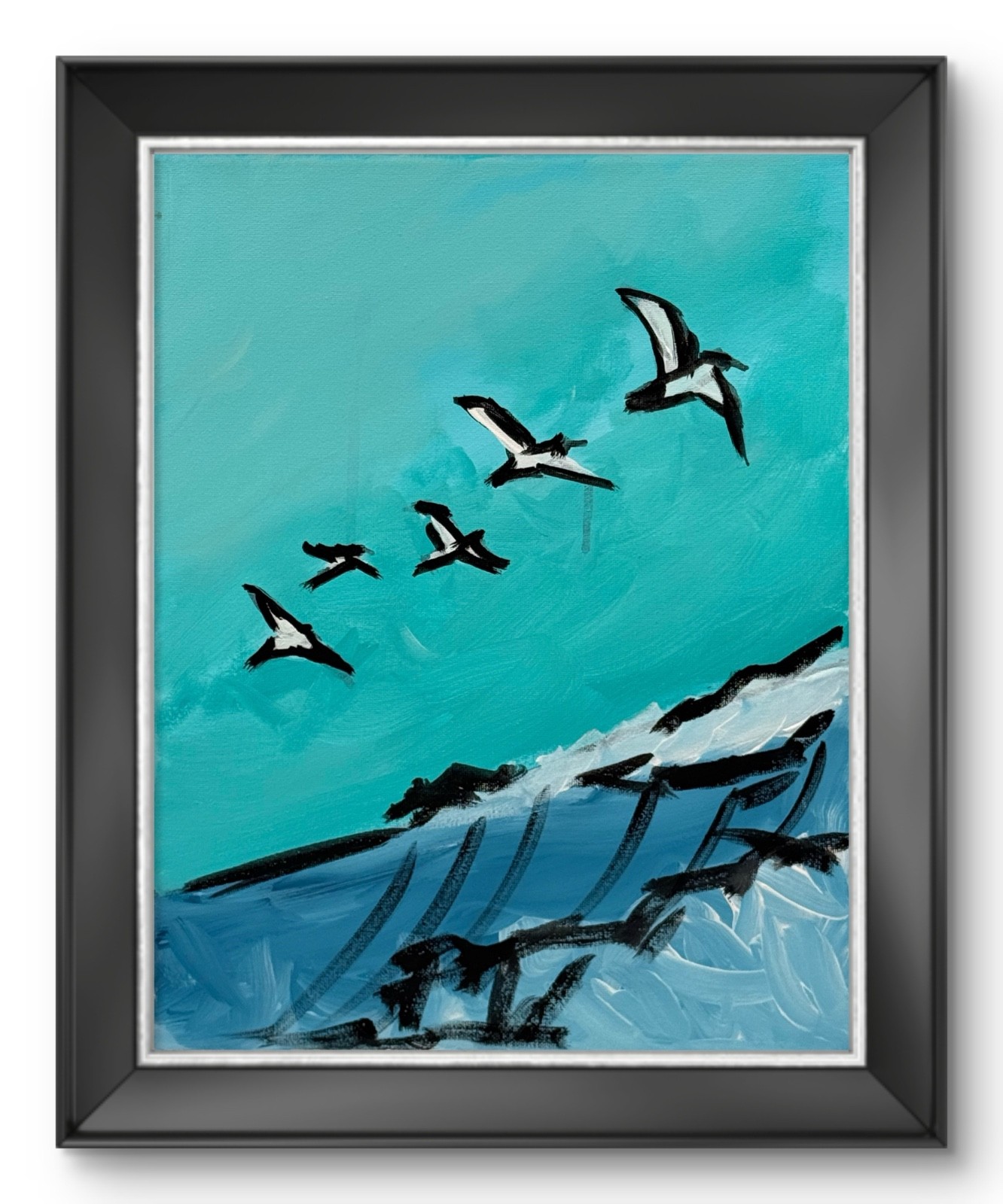 Original Acrylic 11x14 Animal Painting Impressionist Signed Canvas Wall Art