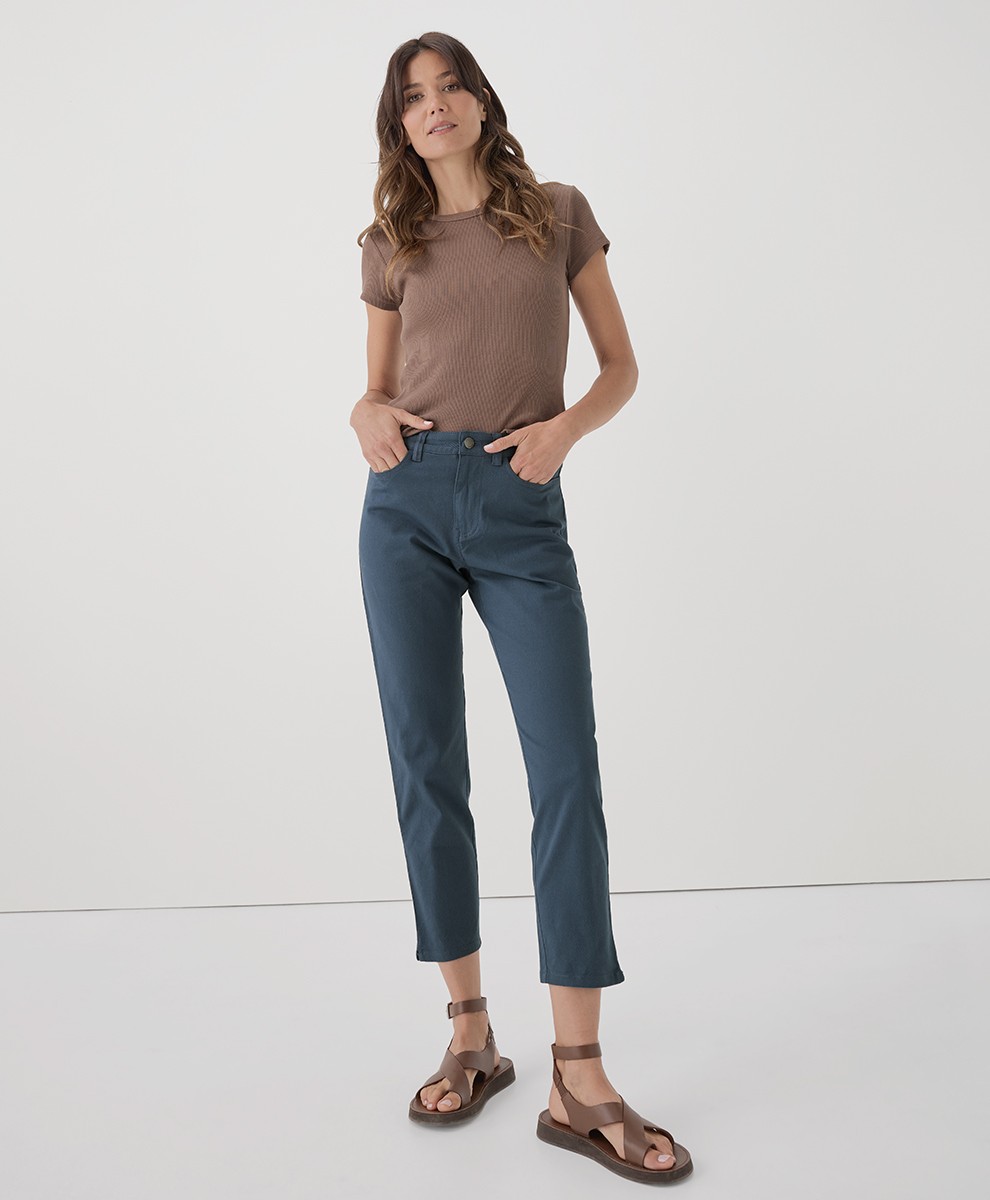 Pact Women\'s Stretch Twill Denim Slim Pant Large Slate Blue Comfortable Fit