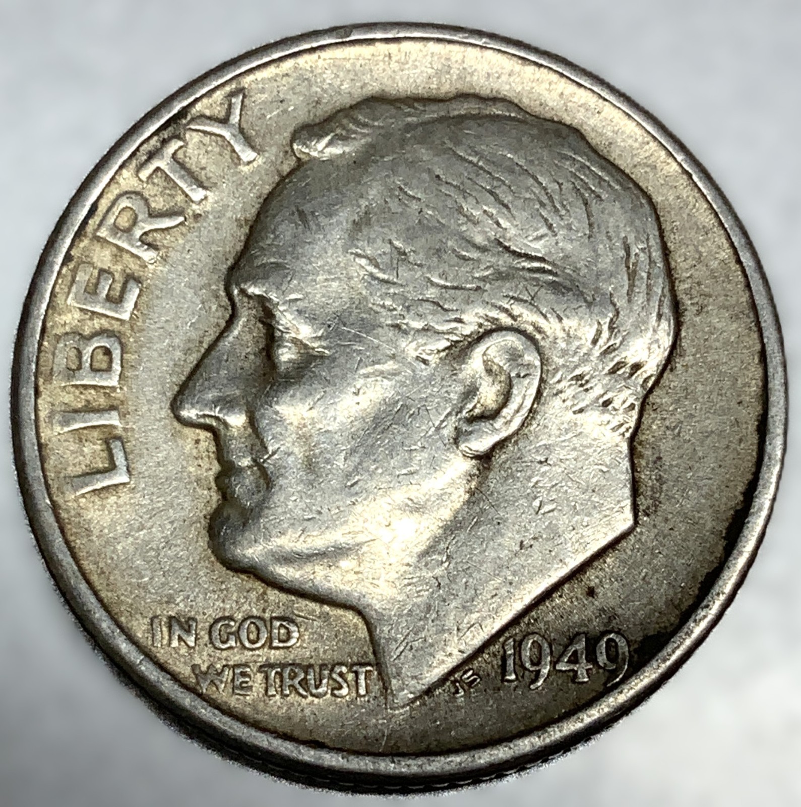 1949 S Roosevelt Dime 90% Silver Circulated San Francisco US Coin - 5301 1949 S Roosevelt Dime 90% Silver Circulated San Francisco US Coin - 5301