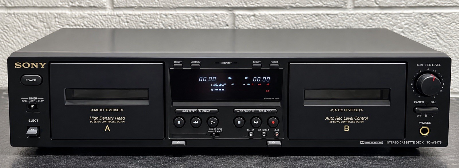 Sony TC-WE475 Dual Cassette Deck Player Recorder Auto Reverse Dolby HX Pro