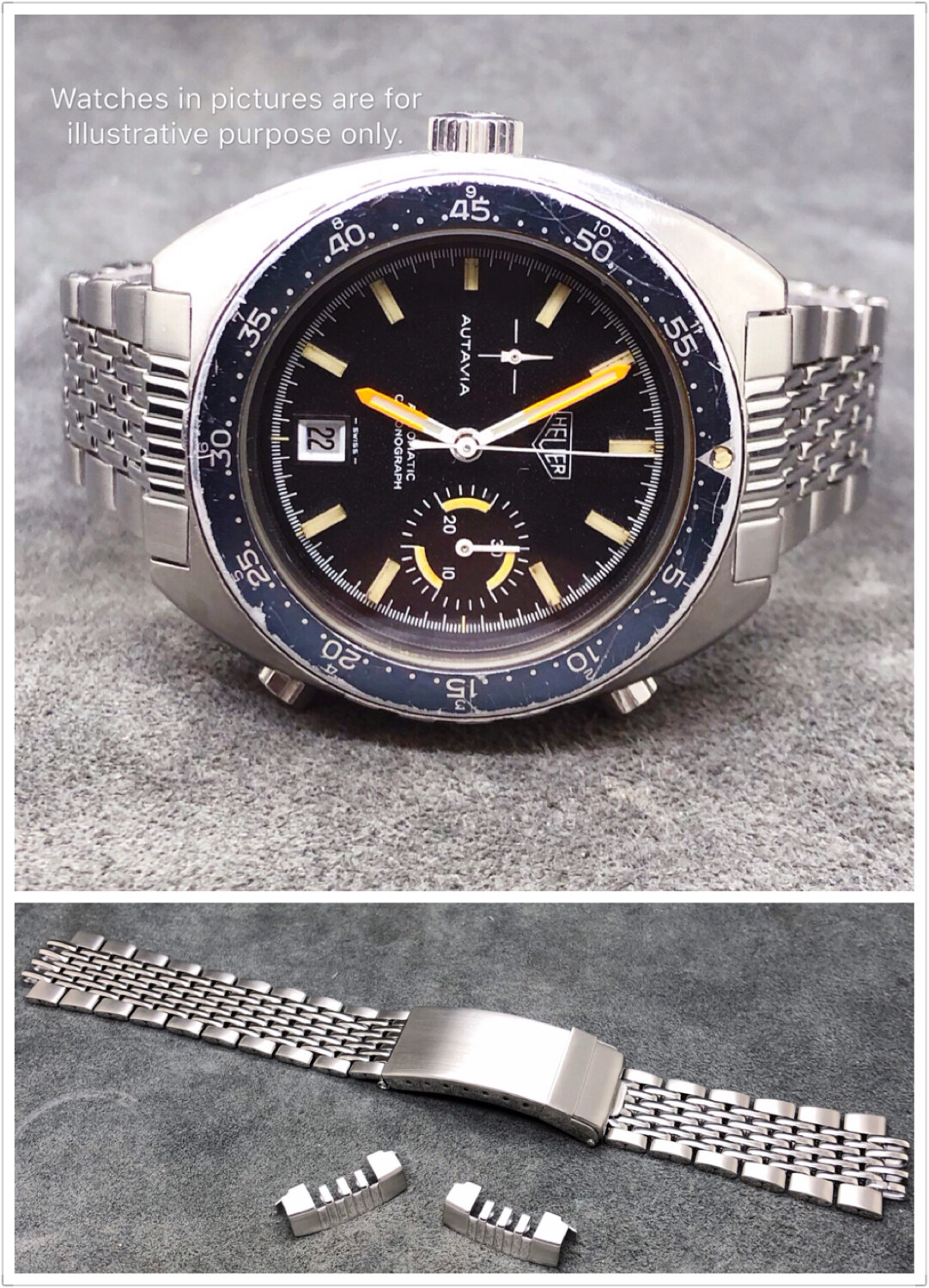 Mr.Beads 9 Row Beads of Rice Bracelet HLF Endlinks fit Heuer Autavia 15630 11630