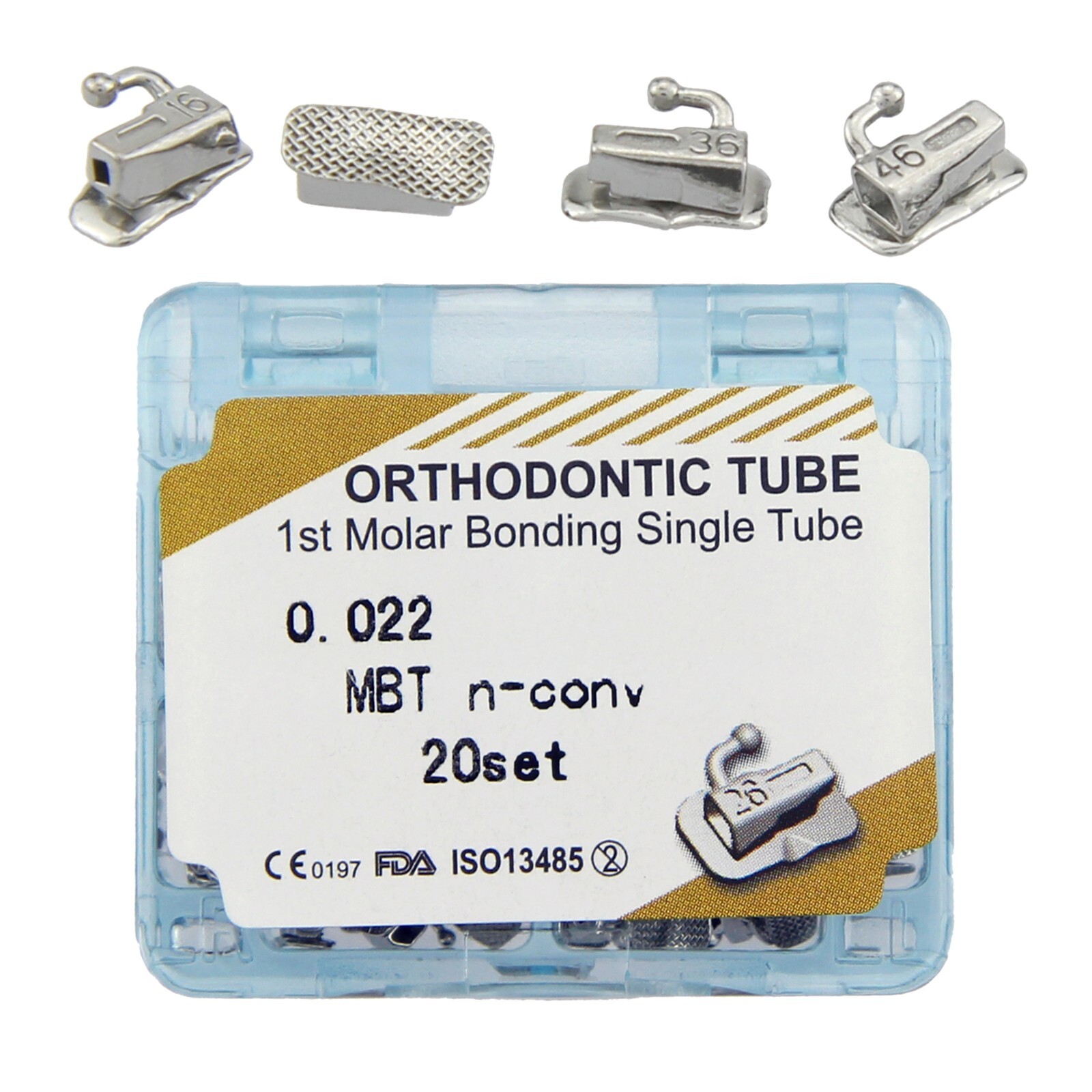 80pcs Dental Orthodontic Buccal Tubes 1st 2nd Molar MBT Roth 022 Bondable Mesh