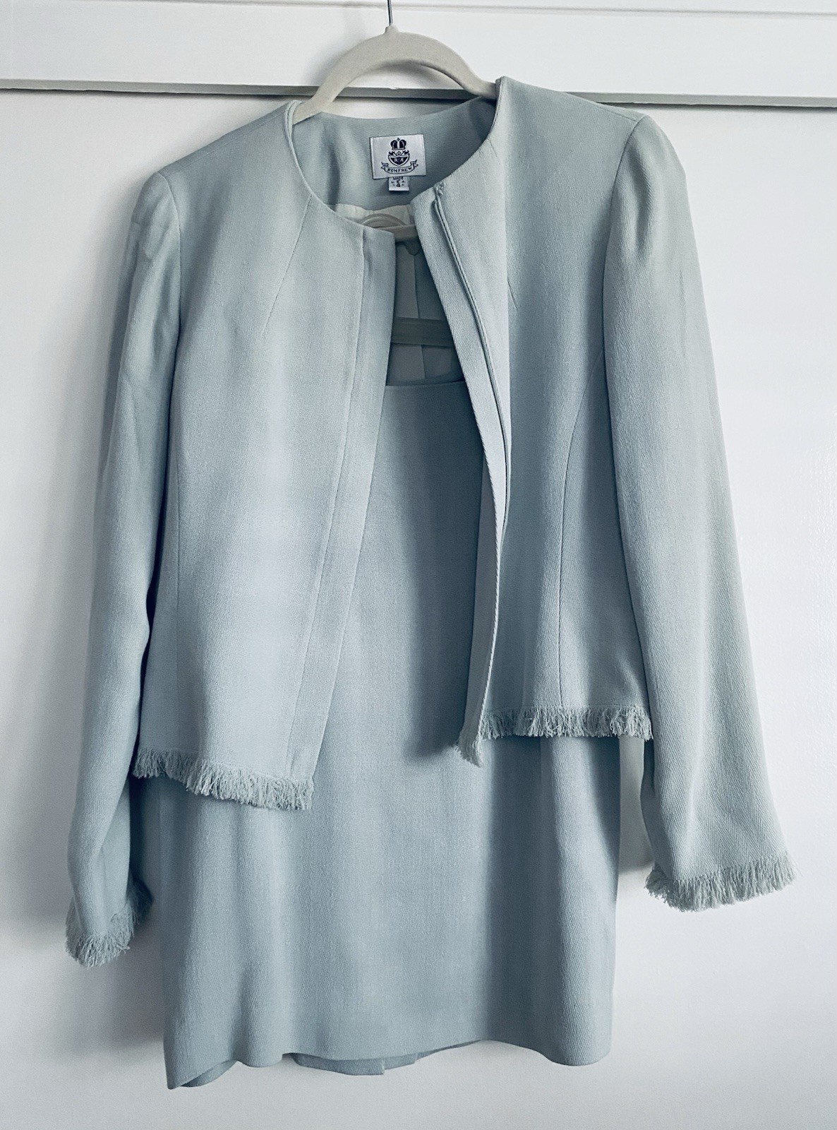 Vintage Renfrew 1970’s Powder Blue Skirt Suit Set Herringbone - Size 4