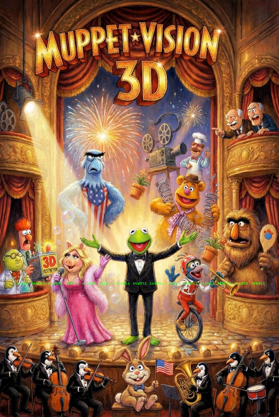 Disney Hollywood Studio Muppet Vision 3D Kermit Miss Piggy 11 X 17 Poster Disney Hollywood Studio Muppet Vision 3D Kermit Miss Piggy 11 X 17 Poster