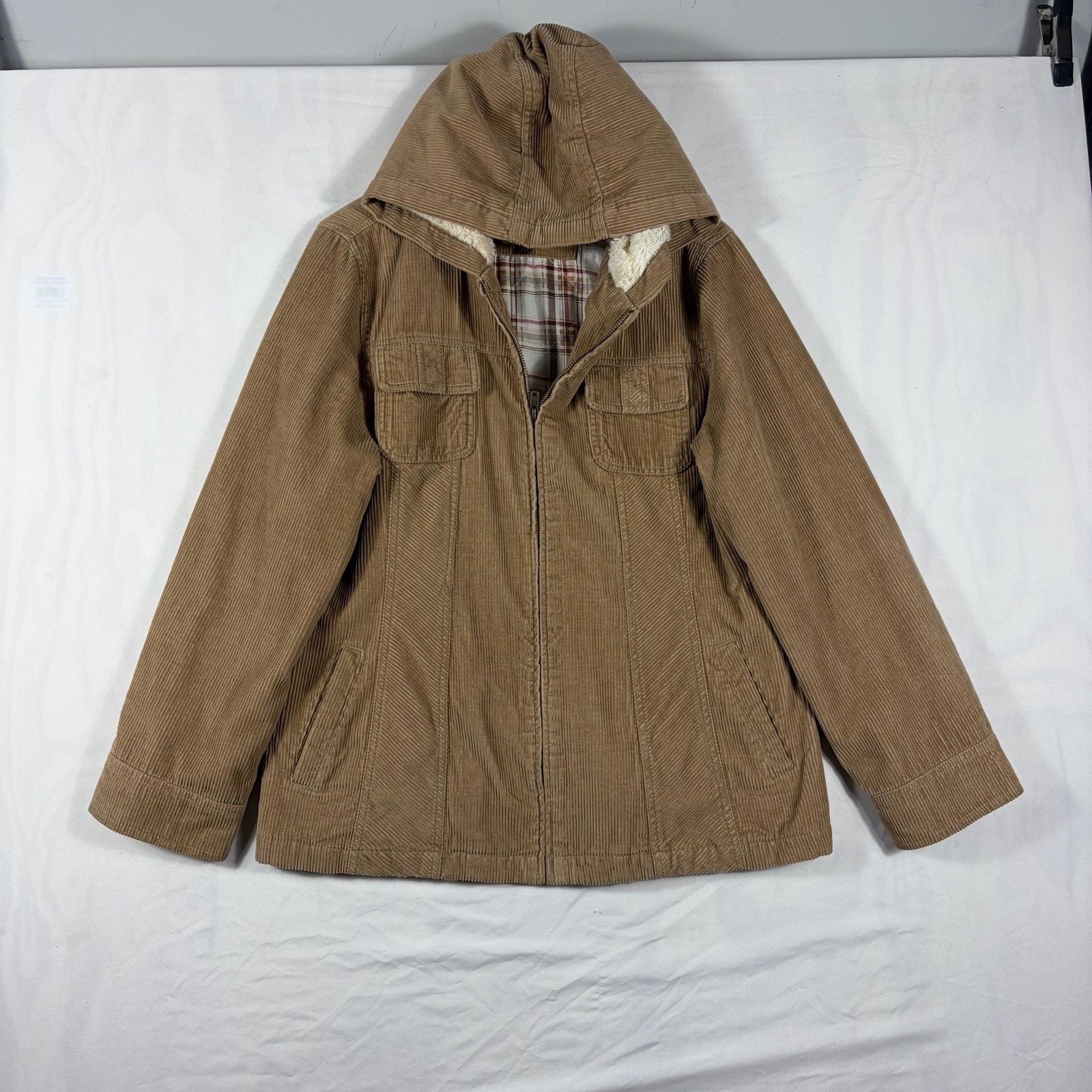 Sonoma Life + Style Corduroy Jacket Size L Brown Hooded Faux Fur Sonoma Life + Style Corduroy Jacket Size L Brown Hooded Faux Fur