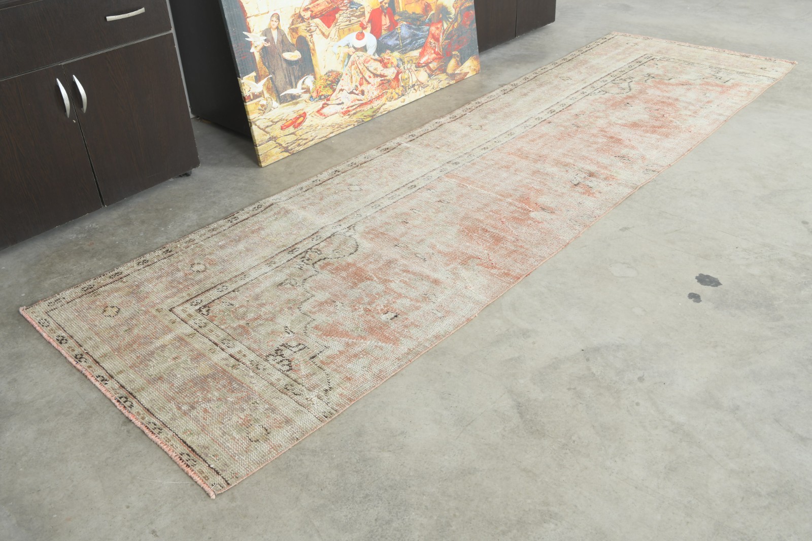 3x11 Turkish Hallway Hand-Knotted Vintage Runner Rug Turkey Oushak Carpet,280
