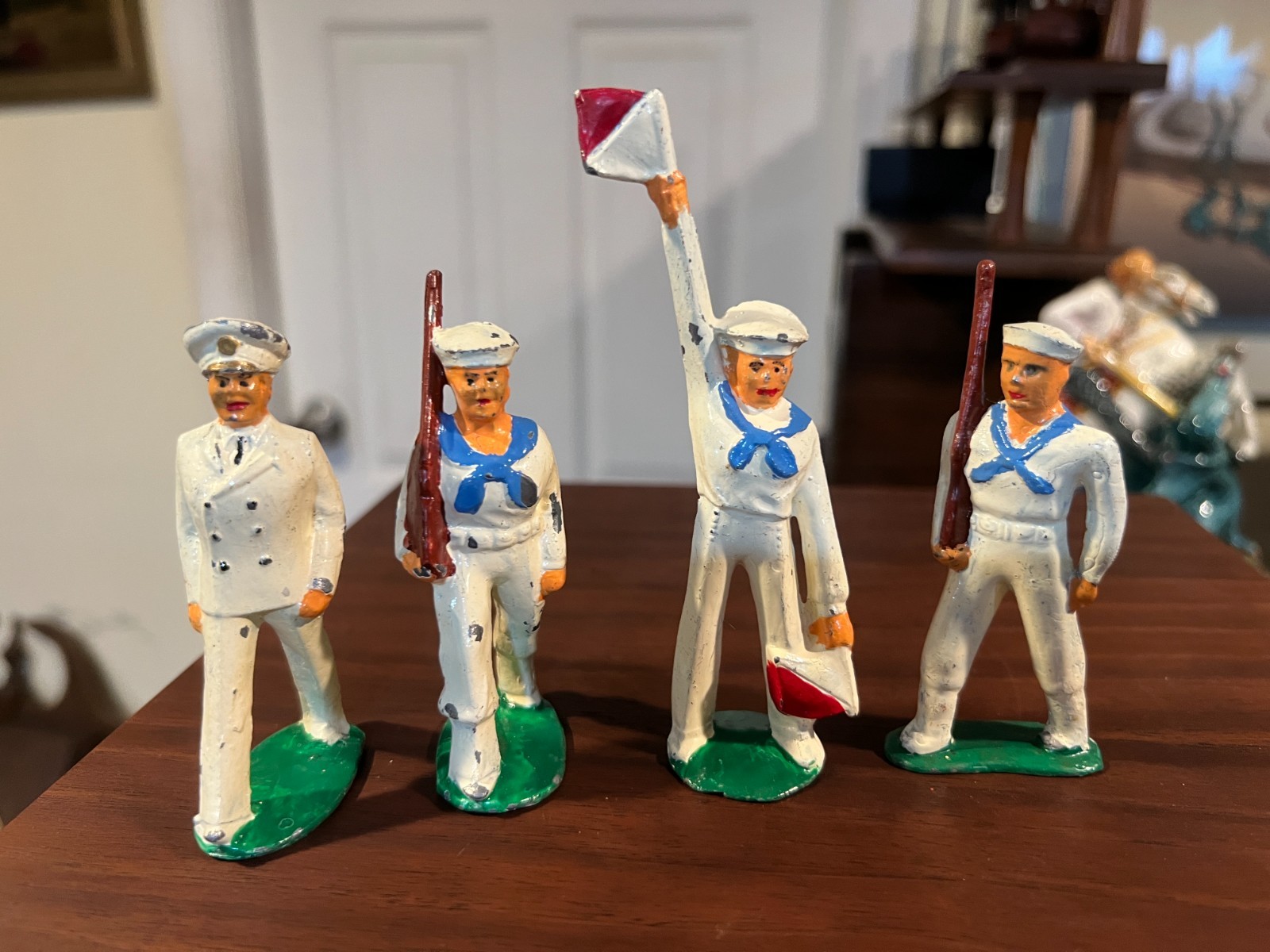 Lot Of 4 Vintage Barclay Manoil Lead Toy Soldier Repaired For Display