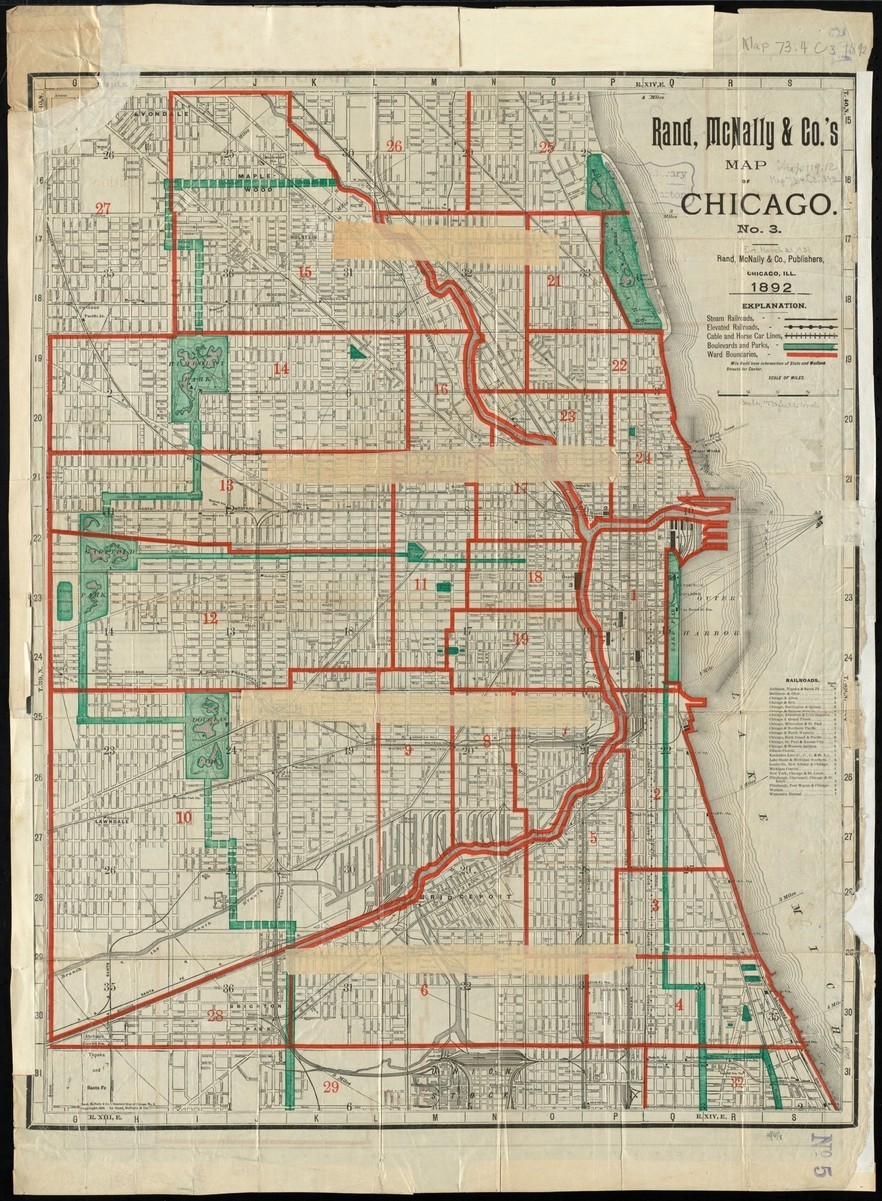 Vintage Map of Chicago Illinois 1892 Travel Poster Print Vintage Map of Chicago Illinois 1892 Travel Poster Print