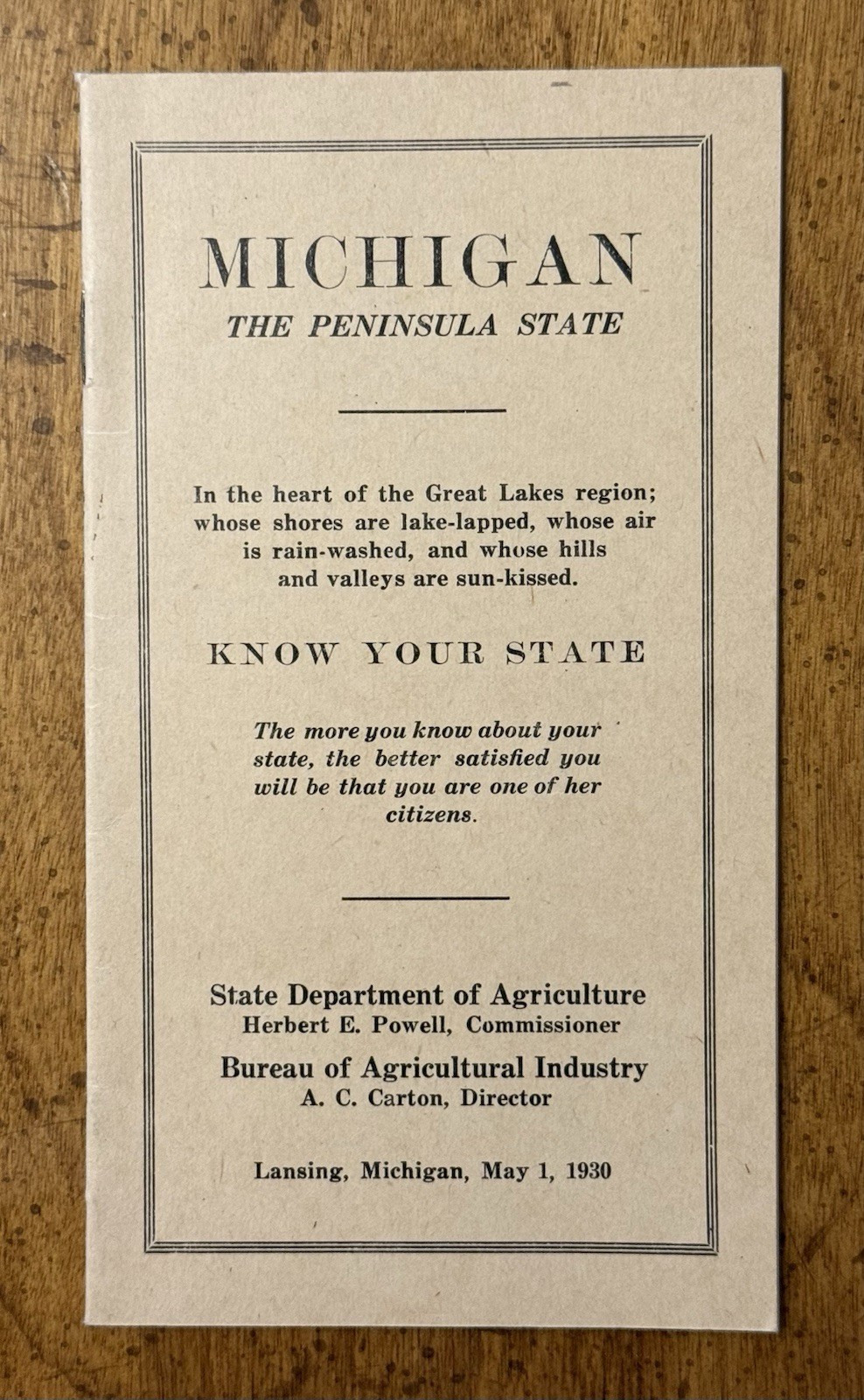 EARLY 1930 State Of Michigan Promotional And Informational Booklet EARLY 1930 State Of Michigan Promotional And Informational Booklet