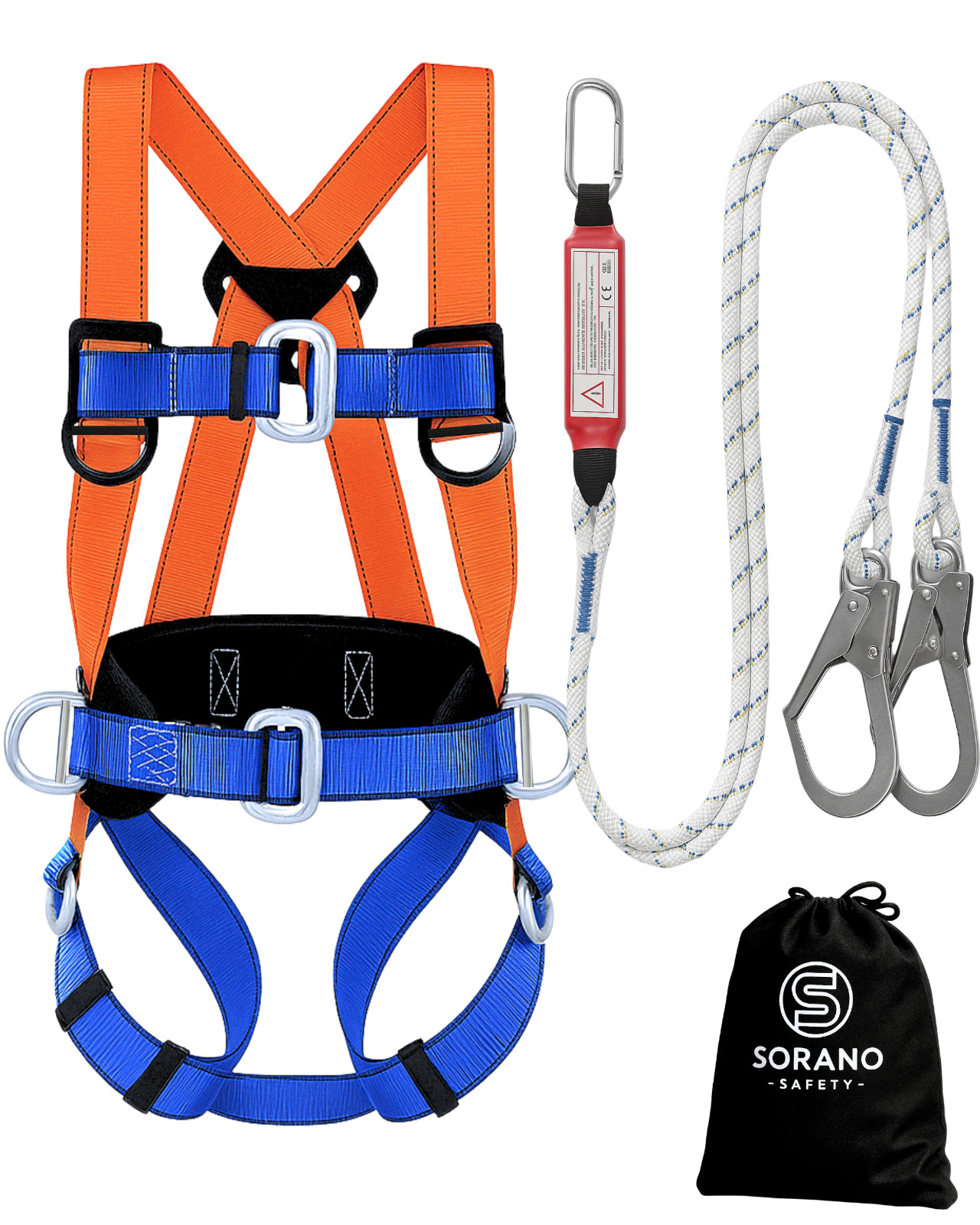 Sorano Safety Harness Fall Protection Kit Full Body Roofing Harness with Lanyard Sorano Safety Harness Fall Protection Kit Full Body Roofing Harness with Lanyard