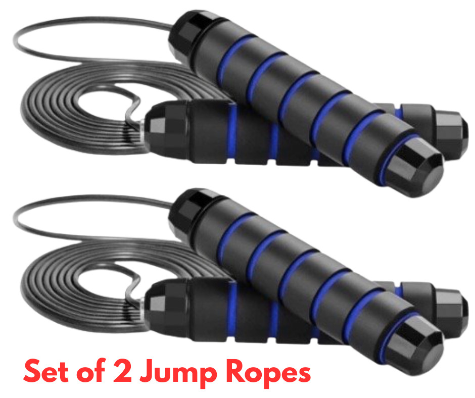 Set of 2 Adjustable Jump Ropes Heavy Duty Ball Bearing Speed Rope Foam Handles