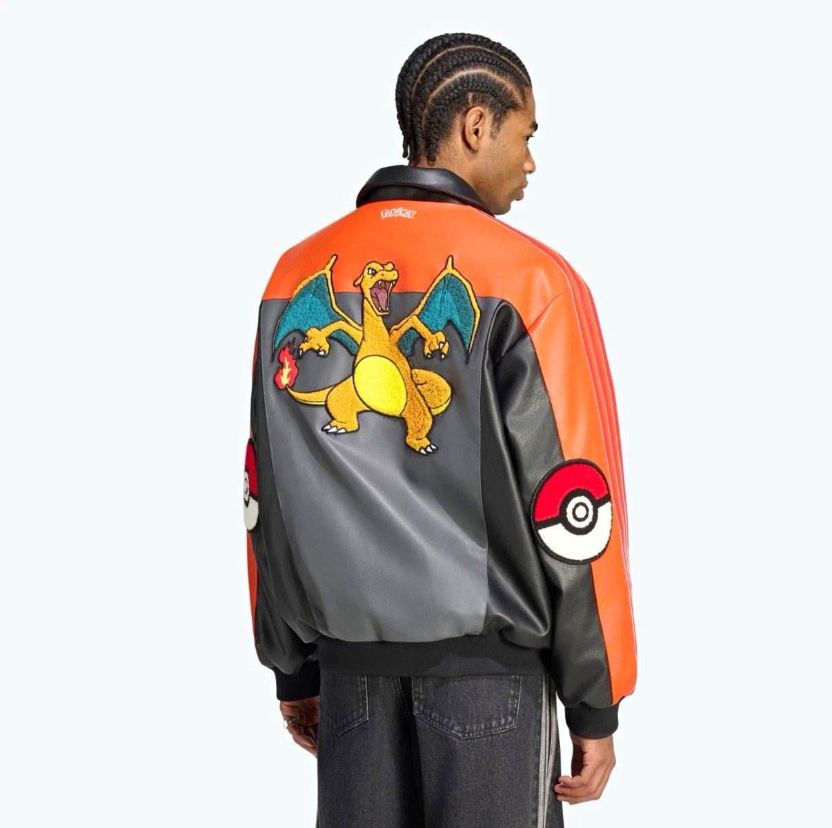 adidas Originals Men’s L Bomber Jacket Zip Colorblock Pokemon Charizard