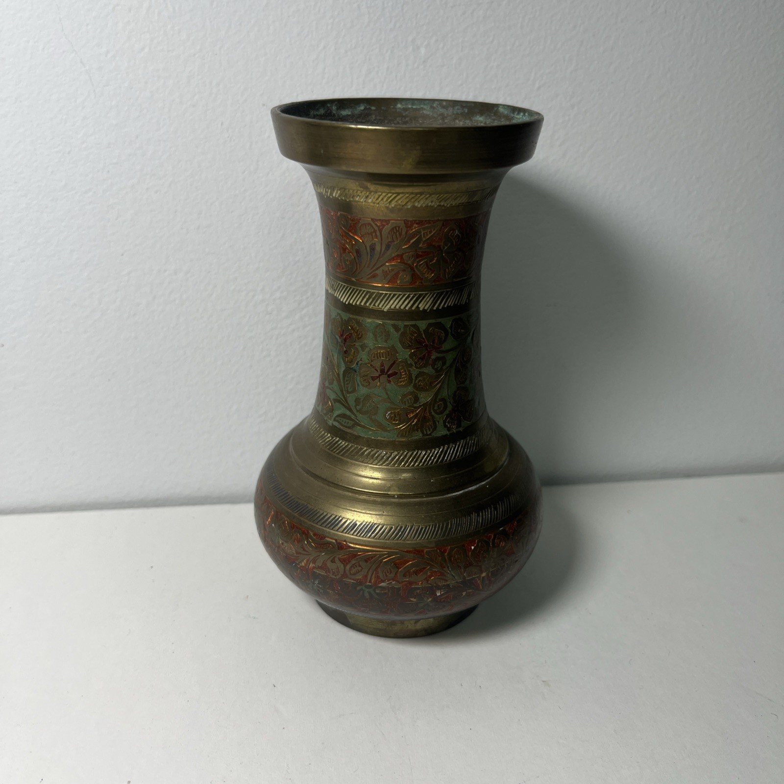 VTG Solid Brass Etched Vase Made In India VTG Solid Brass Etched Vase Made In India