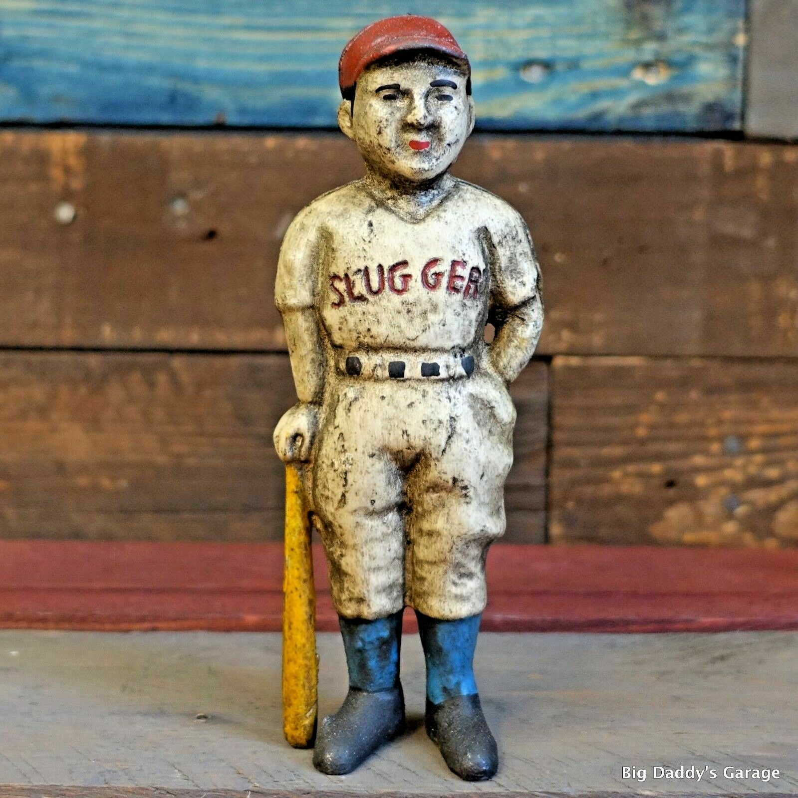 Baseball Boy Cast Iron Bank With Painted Antique Vintage Finish Decor Man Cave Baseball Boy Cast Iron Bank With Painted Antique Vintage Finish Decor Man Cave