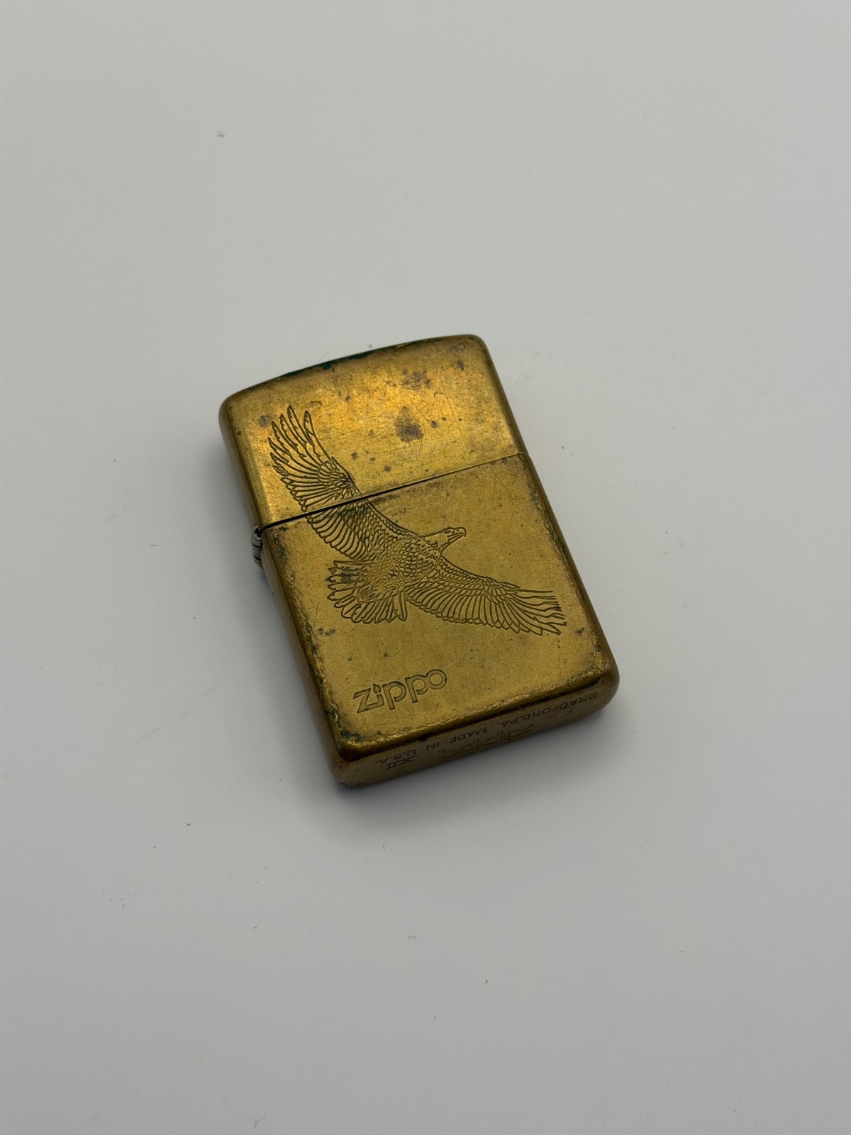 Vintage 1996 Zippo Lighter Solid Brass - Soaring Eagle - F XII
