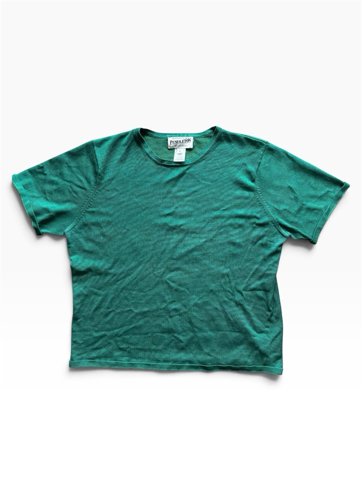 Vintage Pendleton Green Short Sleeve Sz L Shirt Silk Fall Grandma Holidays