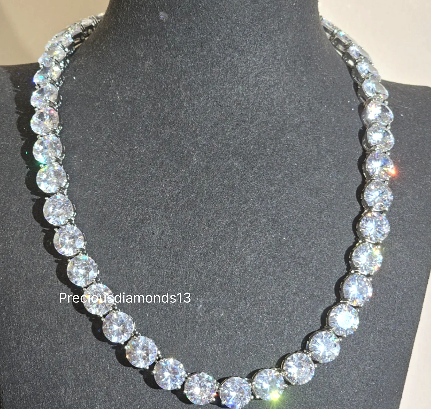 925 Silver, White Diamond Tennis Necklace, Certified Treated-Gorgeous Collection