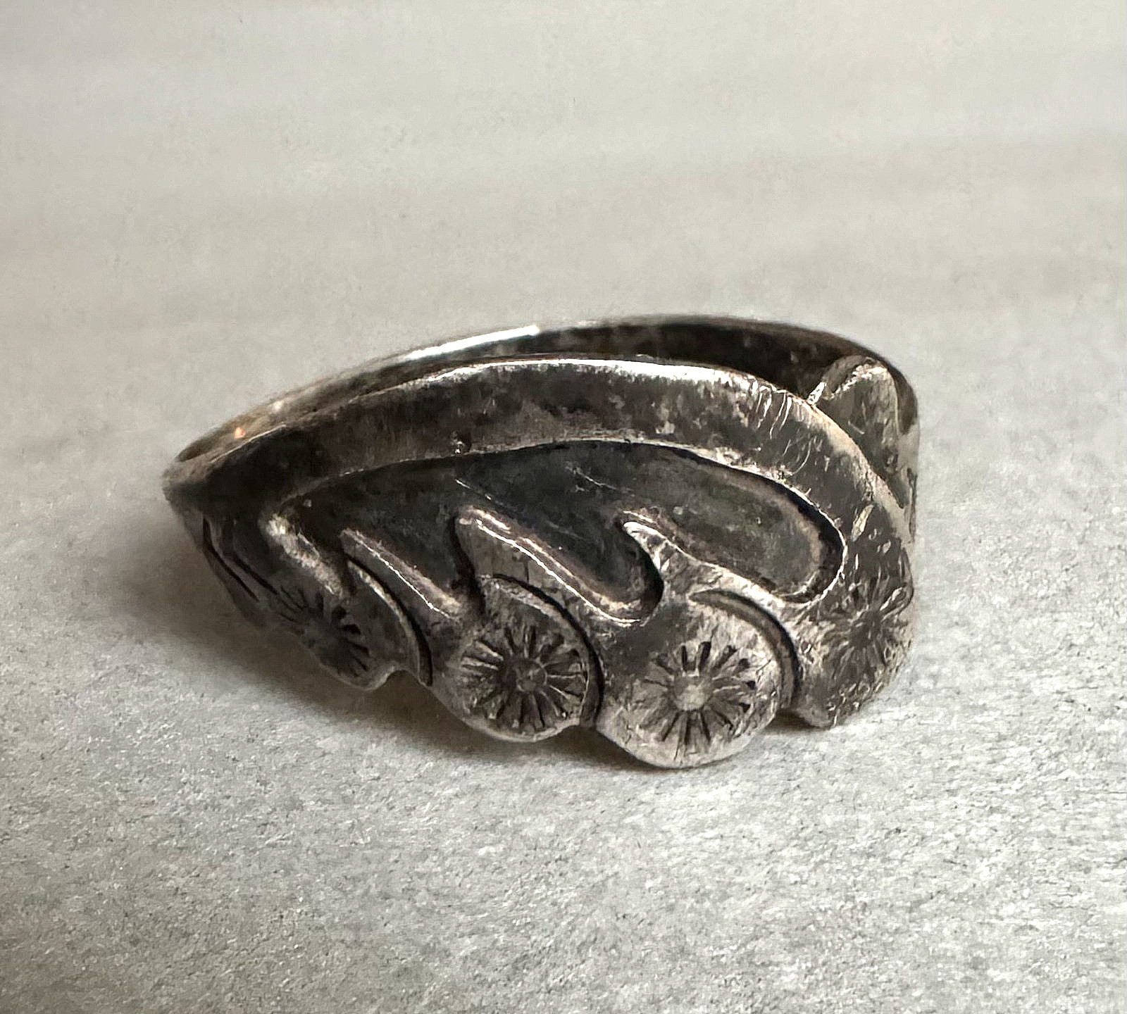 Old Pawn Navajo Sterling Silver Ring Size 8 Signed FB Old Pawn Navajo Sterling Silver Ring Size 8 Signed FB