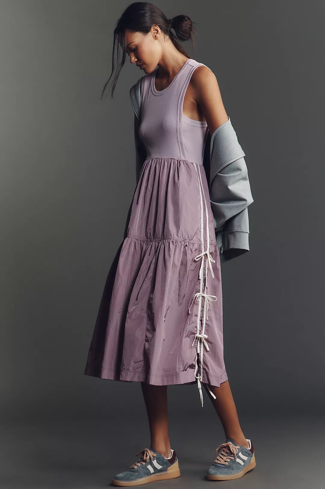 ANTHROPOLOGIE Daily Practice The Bowline Tiered Midi Dress Purple Size XXS NEW ANTHROPOLOGIE Daily Practice The Bowline Tiered Midi Dress Purple Size XXS NEW