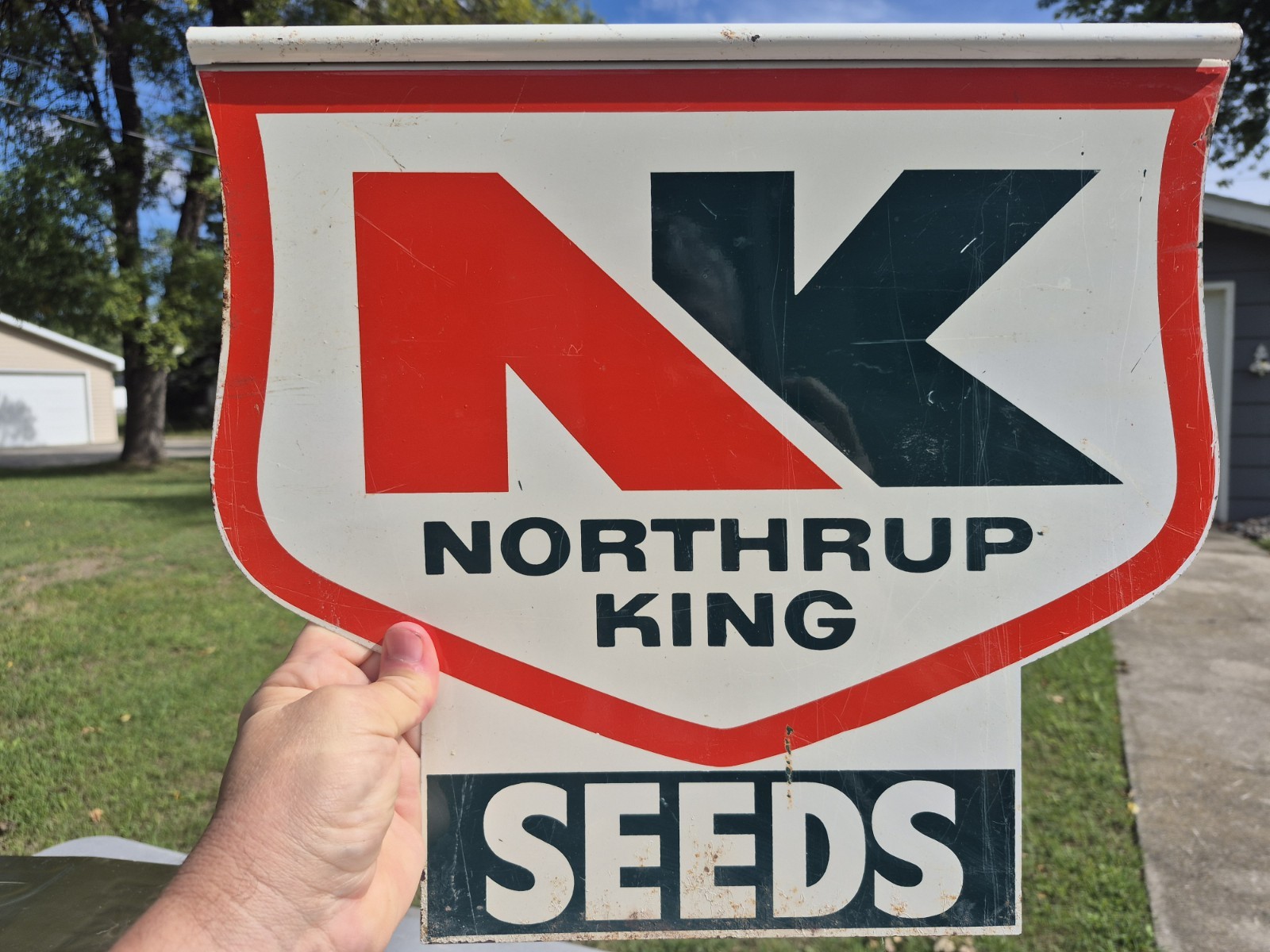 Vintage Advertising Metal Double Sided Spinner Sign NORTHRUP KING Seeds Corn Vintage Advertising Metal Double Sided Spinner Sign NORTHRUP KING Seeds Corn