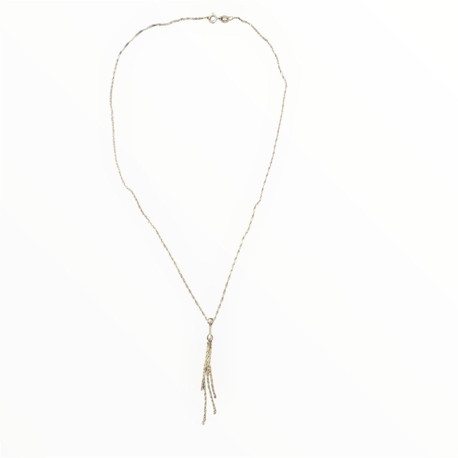 Vintage 10K White Gold Tassel Pendant Necklace 16.5\