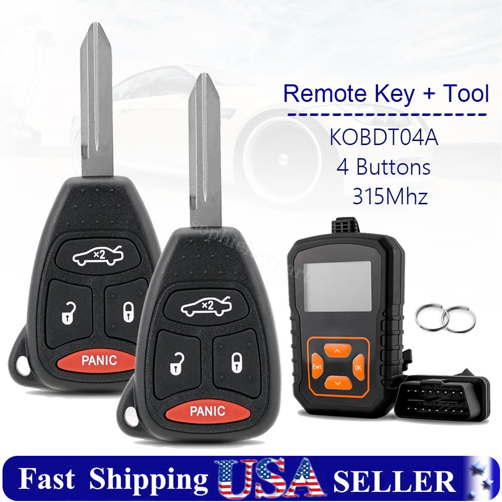 2 For 2005 2006 2007 Chrysler 300 Remote Key Fob 4 Button + Programming Tool Kit