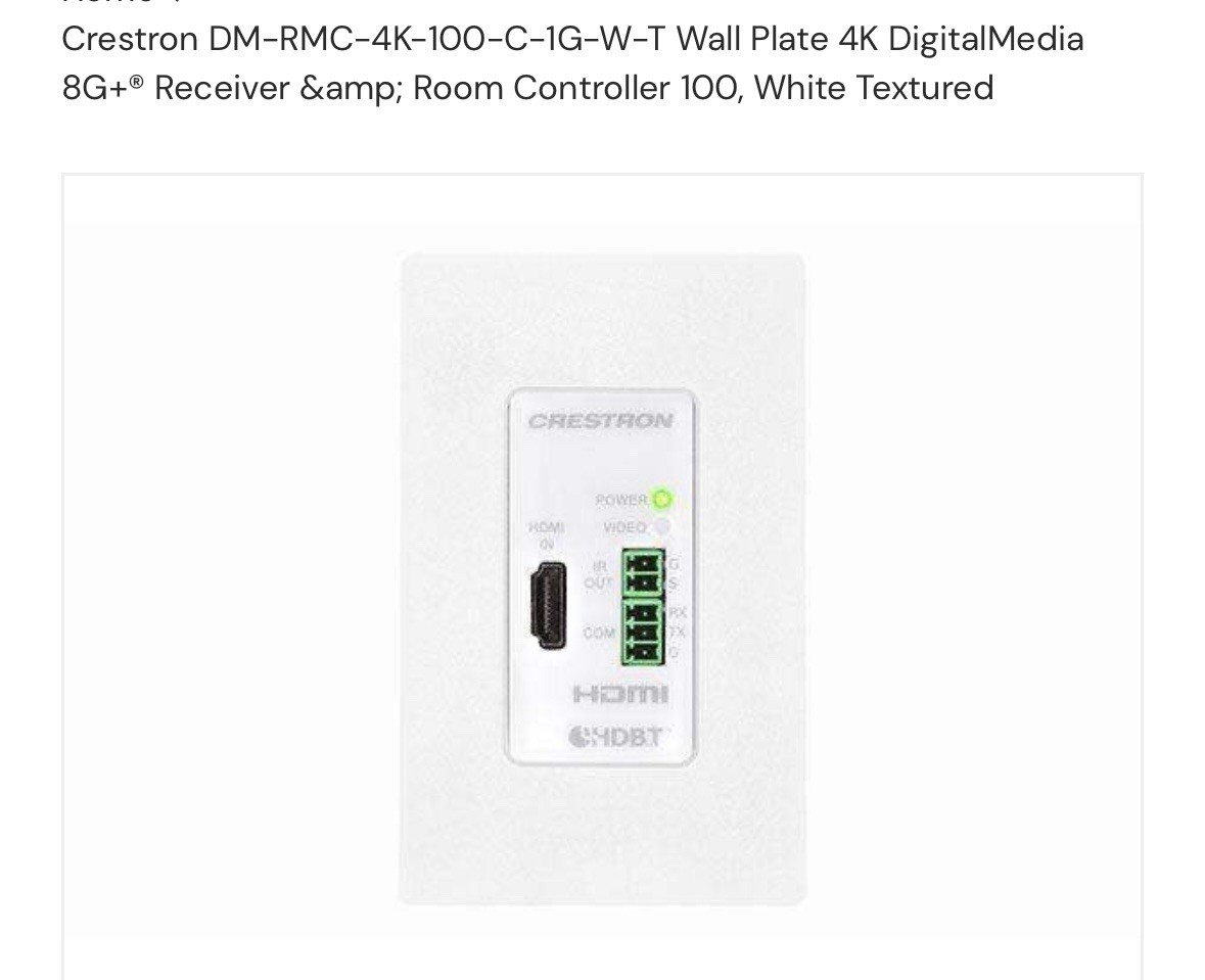 CRESTRON DM-RMC-4K-100-C-1G-W-T, DigitalMedia-Wall Plate-1 Gang Interface-Used