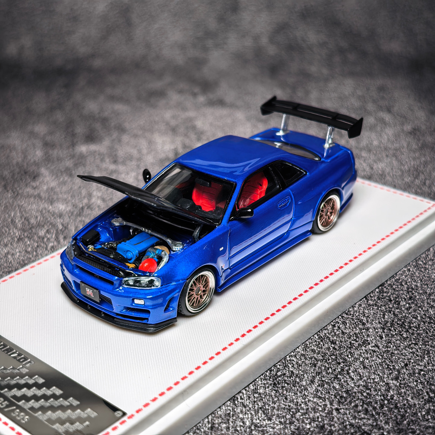 FH 1/64 Skyline GTR R34 Blue Carbon Hood Diecast Car Model