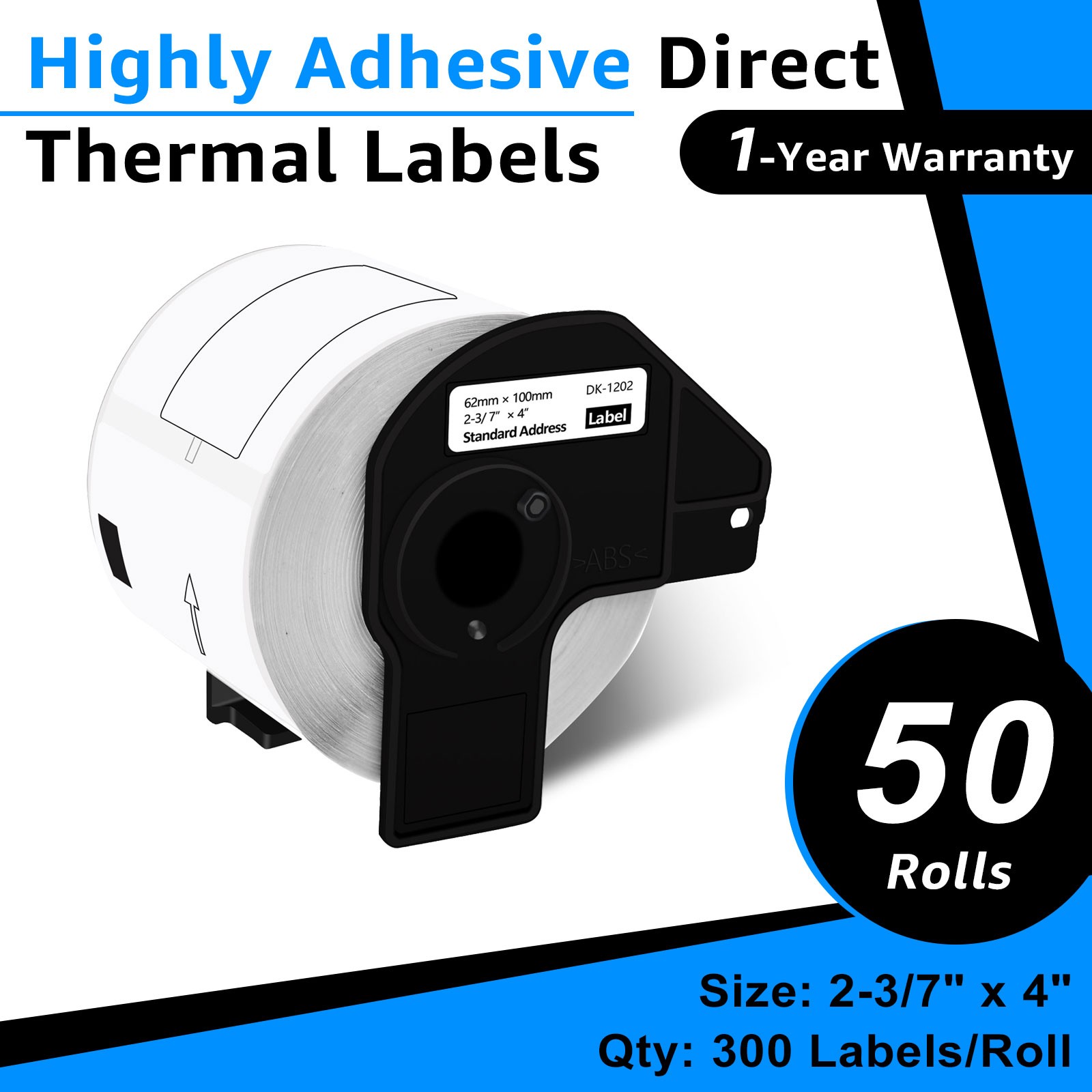 50Rolls 62mmx100mm White Paper Shipping 300 Labels DK-1202 For Brother QL-710W 50Rolls 62mmx100mm White Paper Shipping 300 Labels DK-1202 For Brother QL-710W