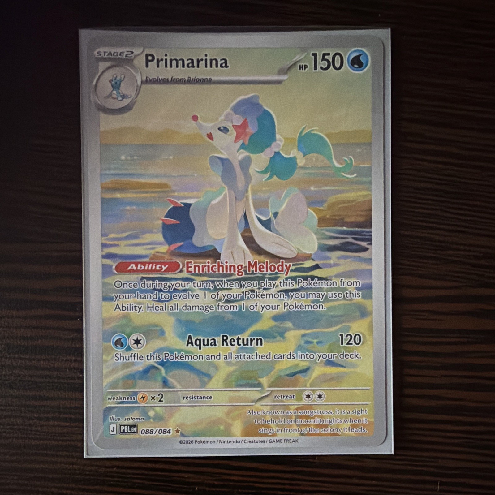 The Pokémon Company Primarina 088/084 Pokemon League Holo EN 2026 Stage 2 150HP The Pokémon Company Primarina 088/084 Pokemon League Holo EN 2026 Stage 2 150HP