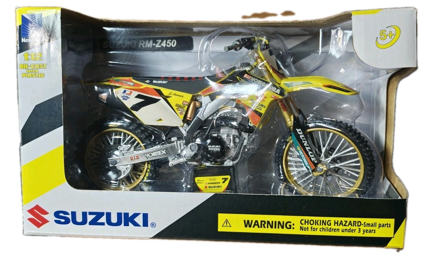 James Stewart New Ray 1/12 Scale Die-cast Dirt Bike Suzuki RMZ 450 #7 Model James Stewart New Ray 1/12 Scale Die-cast Dirt Bike Suzuki RMZ 450 #7 Model