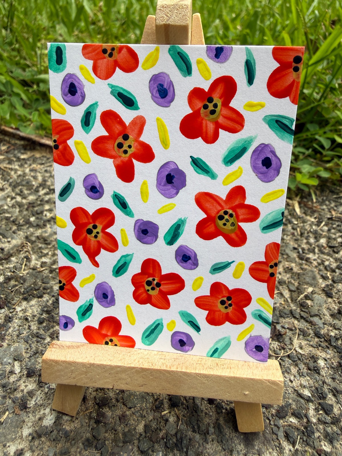 ACEO/ATC Original Acrylic Mini Flower Painting \