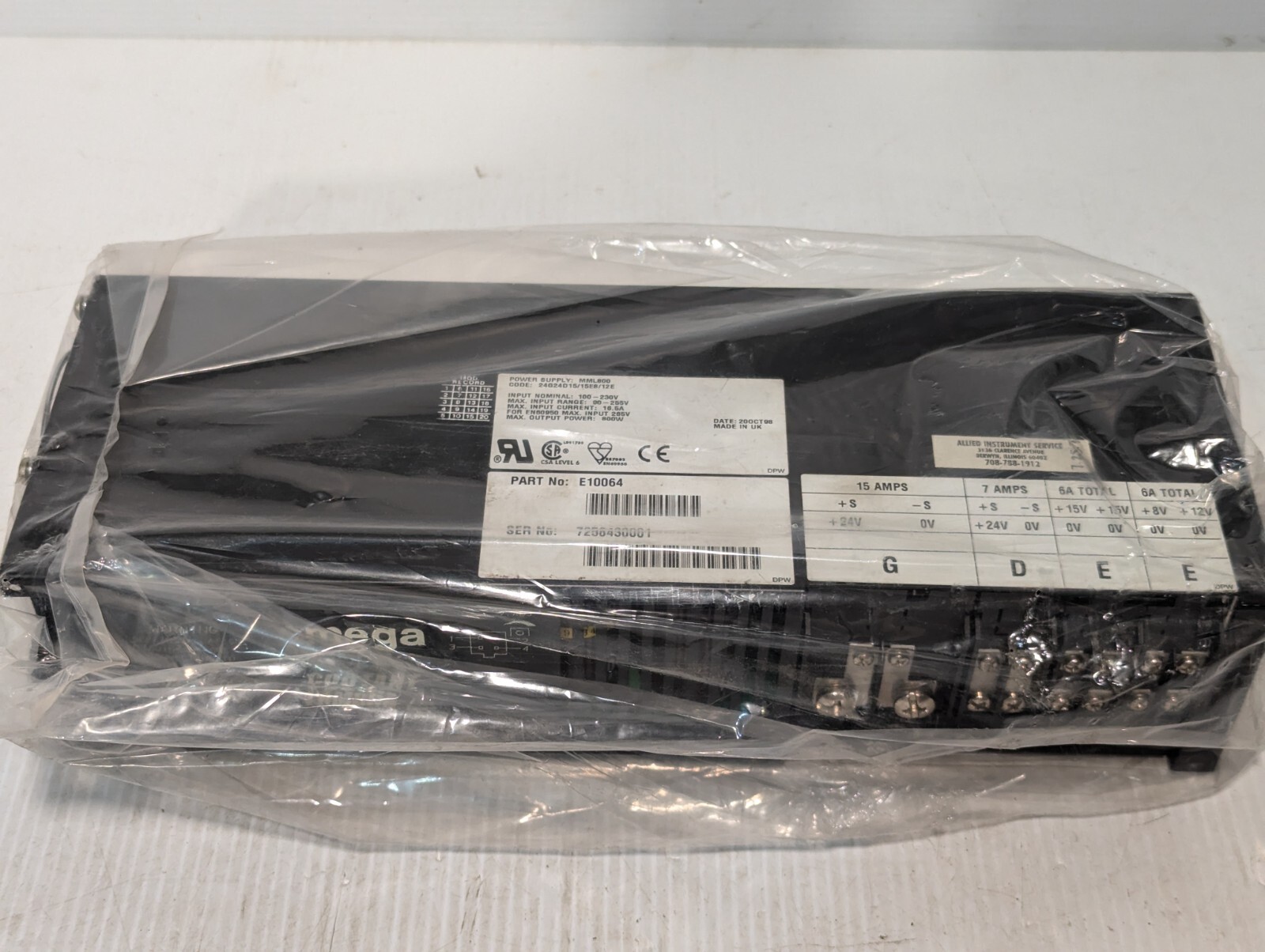 Omega 800PFC Coutant Lambda MML800 Power Supply MPM Printer - +Returns Omega 800PFC Coutant Lambda MML800 Power Supply MPM Printer - +Returns