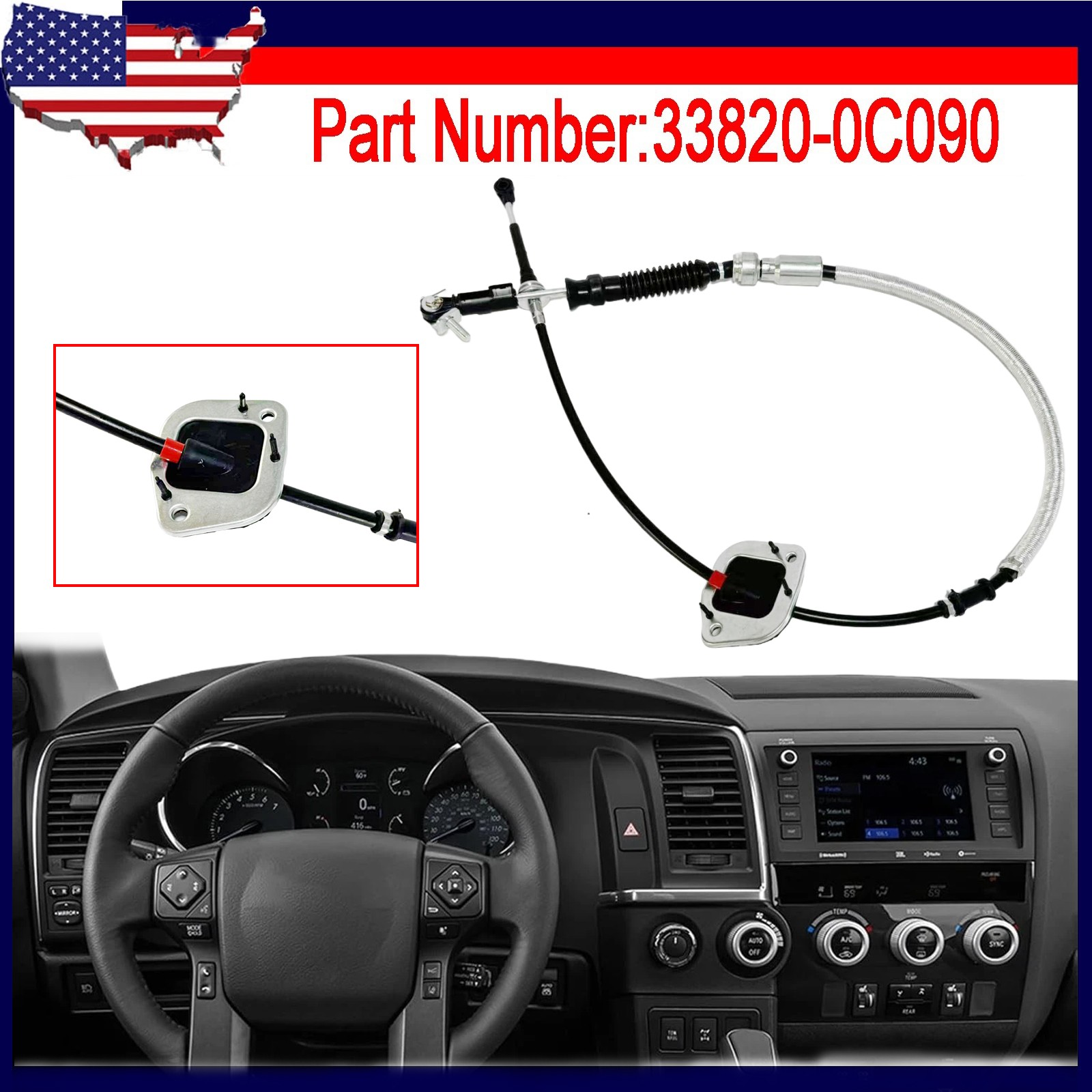 NEW Automatic Transmission Shifter Cable 33820-0C090 For Toyota Tundra 2008-2021
