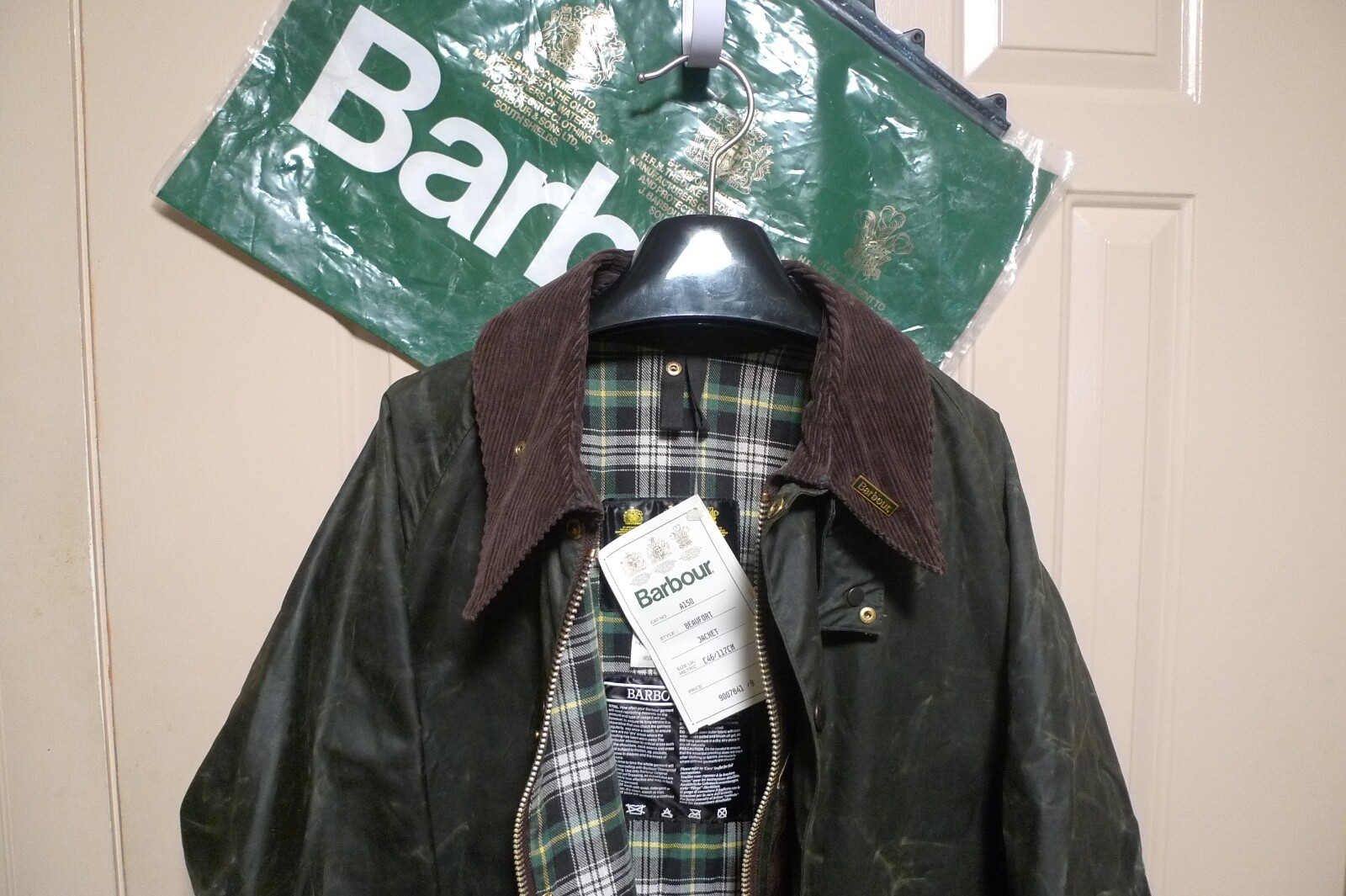 BARBOUR -A150 BEAUFORT WAX COTTON JACKET -SAGE - MADE @ UK- NEW OLD STOCK - 46