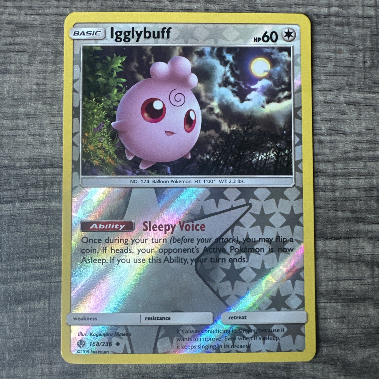 Igglybuff Reverse Holo SM - Cosmic Eclipse 168/236 NM Igglybuff Reverse Holo SM - Cosmic Eclipse 168/236 NM