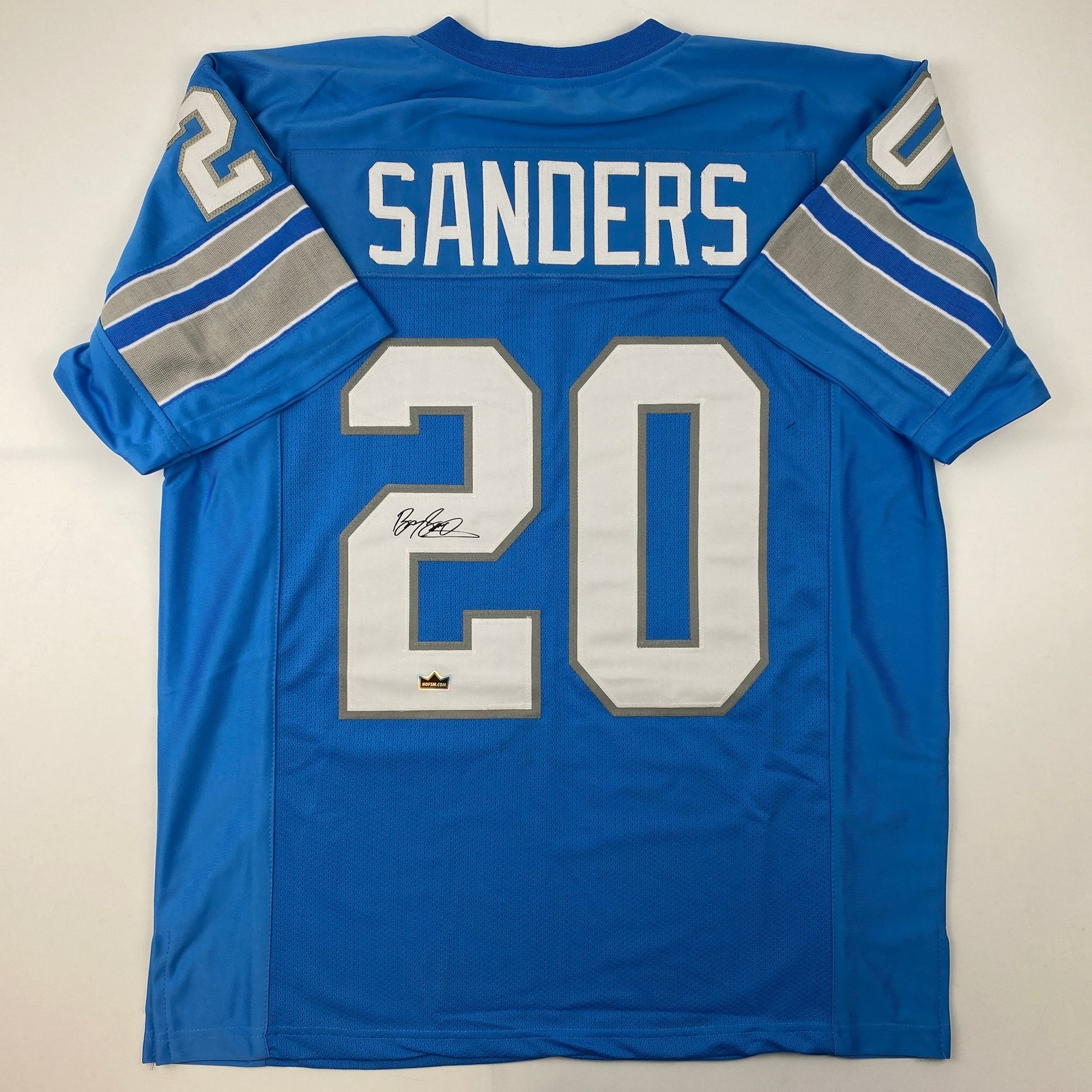 Facsimile Autographed Barry Sanders Detroit Blue Jersey Size Men\'s XL Facsimile Autographed Barry Sanders Detroit Blue Jersey Size Men\'s XL