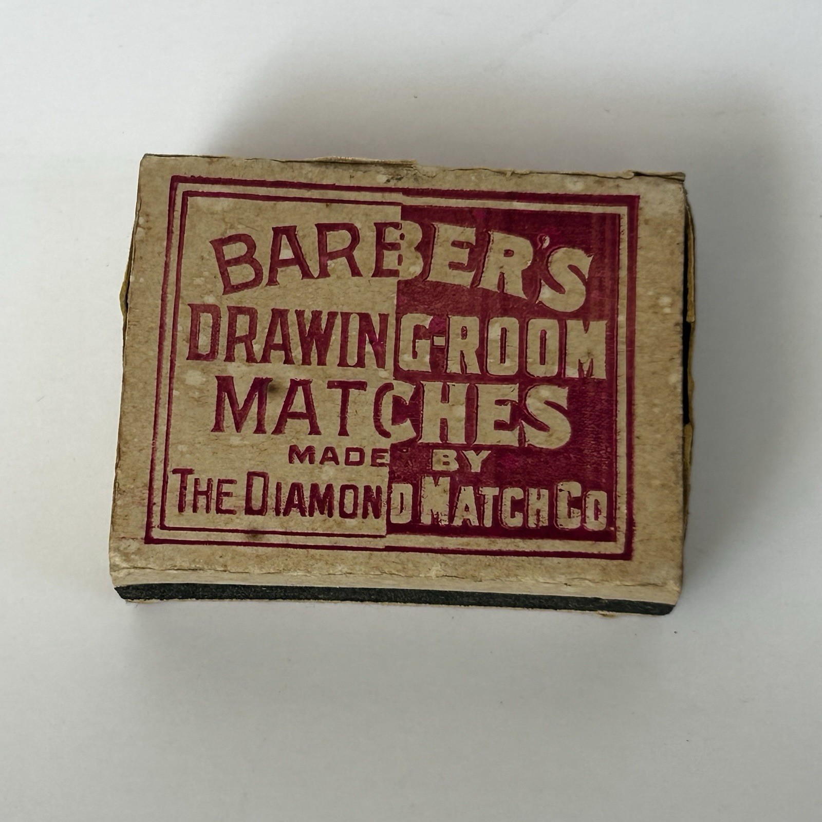 Rare Antique 1880s Barber's Drawing Room Matches Box - Diamond Match Co. - Empty