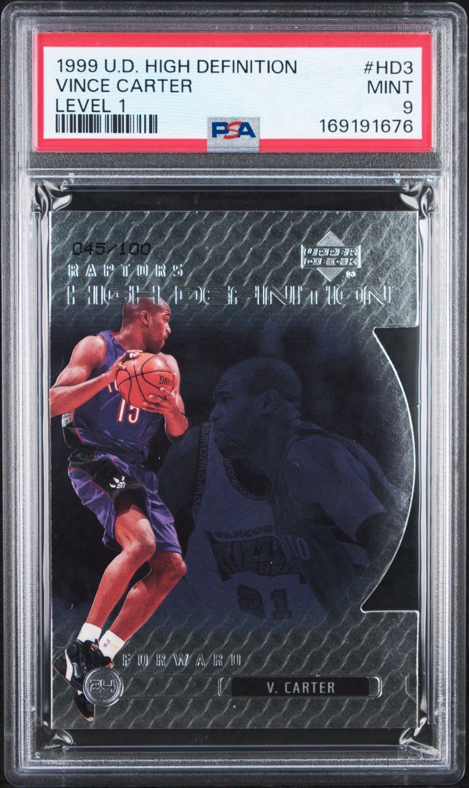 1999 Upper Deck - Vince Carter High Definition Lvl 1 /100 - PSA 9 POP 3 - No 10s